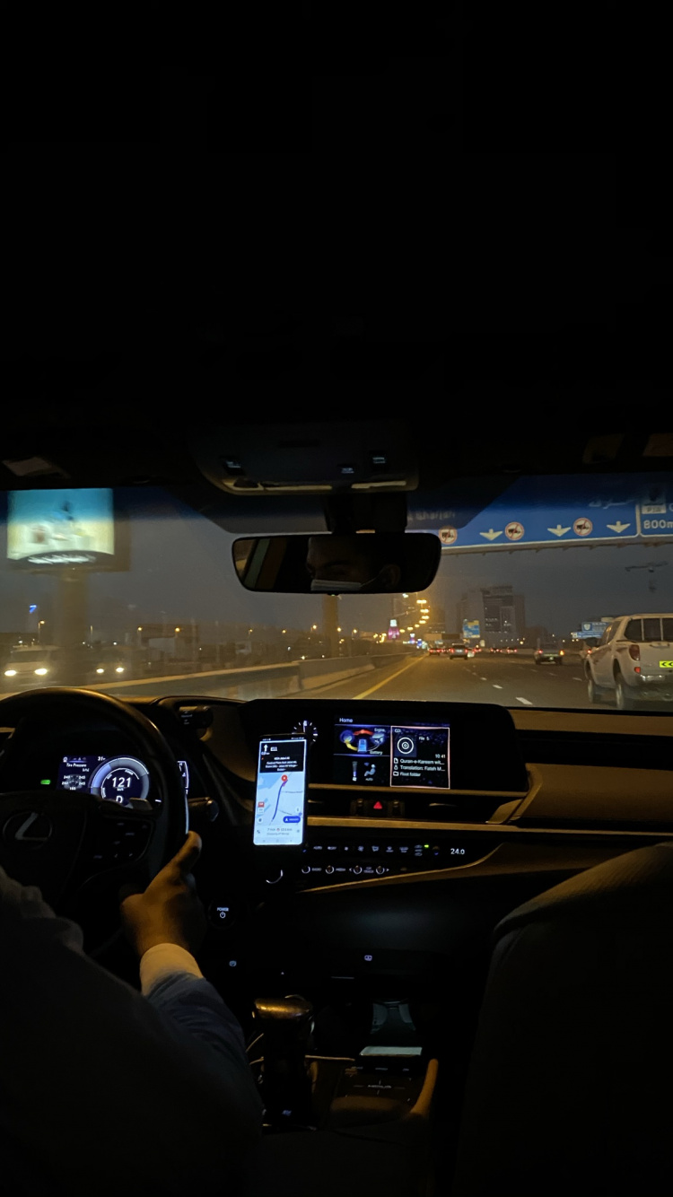 Rear-view Mirror, Windshield, Automotive Mirror, Road, Night. Wallpaper in 750x1334 Resolution
