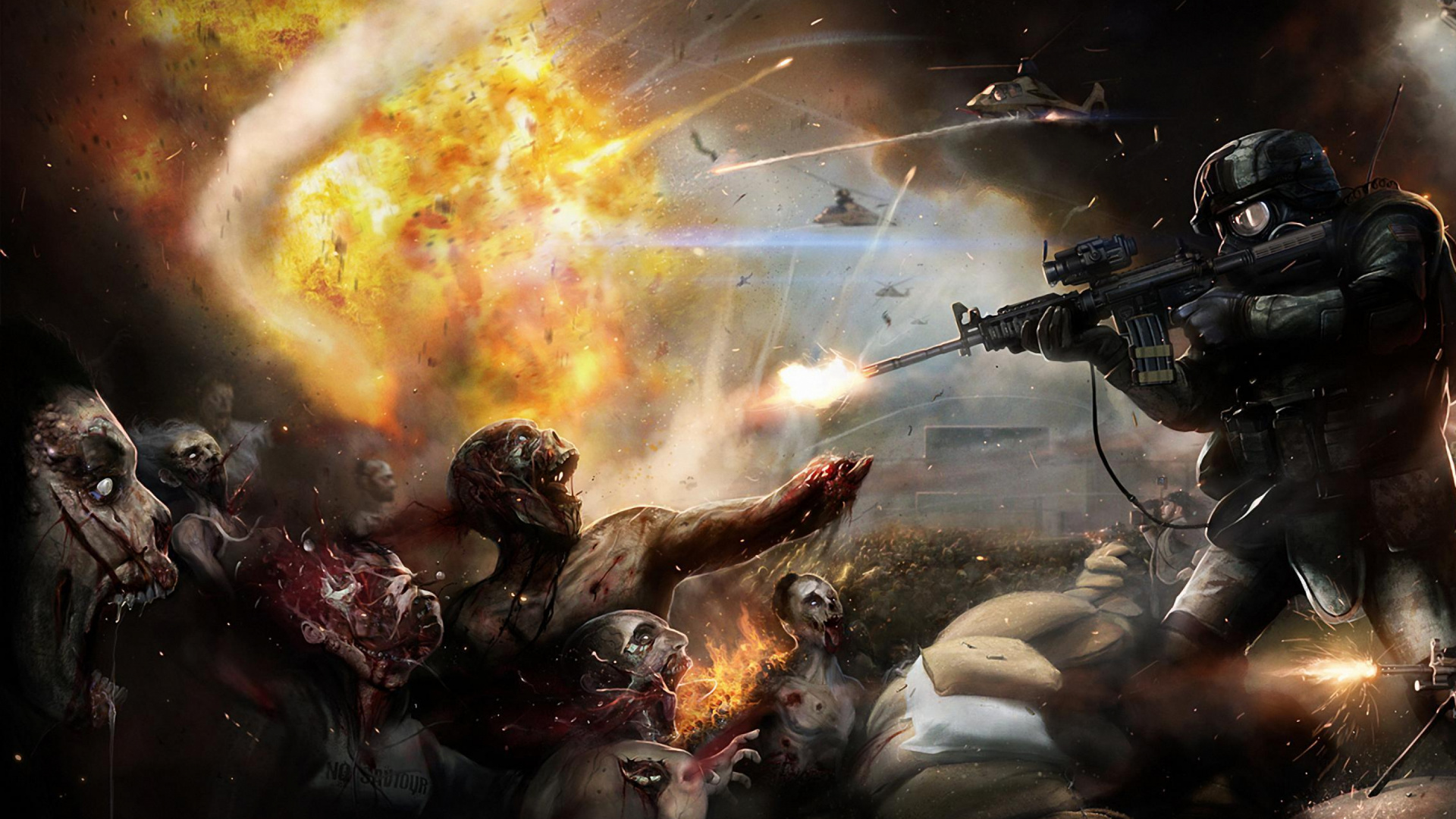 Hombre Que Sostiene el Rifle de Pie en Llamas. Wallpaper in 1920x1080 Resolution