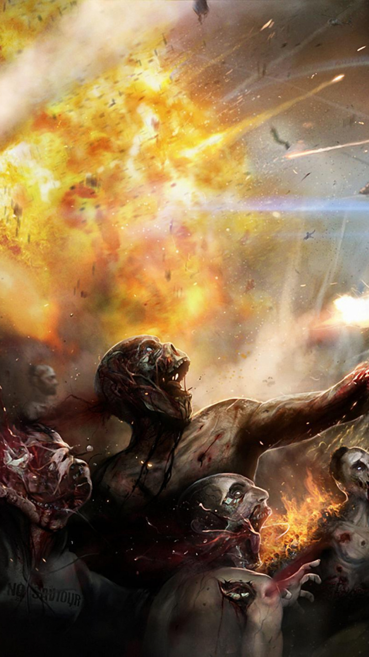 Hombre Que Sostiene el Rifle de Pie en Llamas. Wallpaper in 750x1334 Resolution