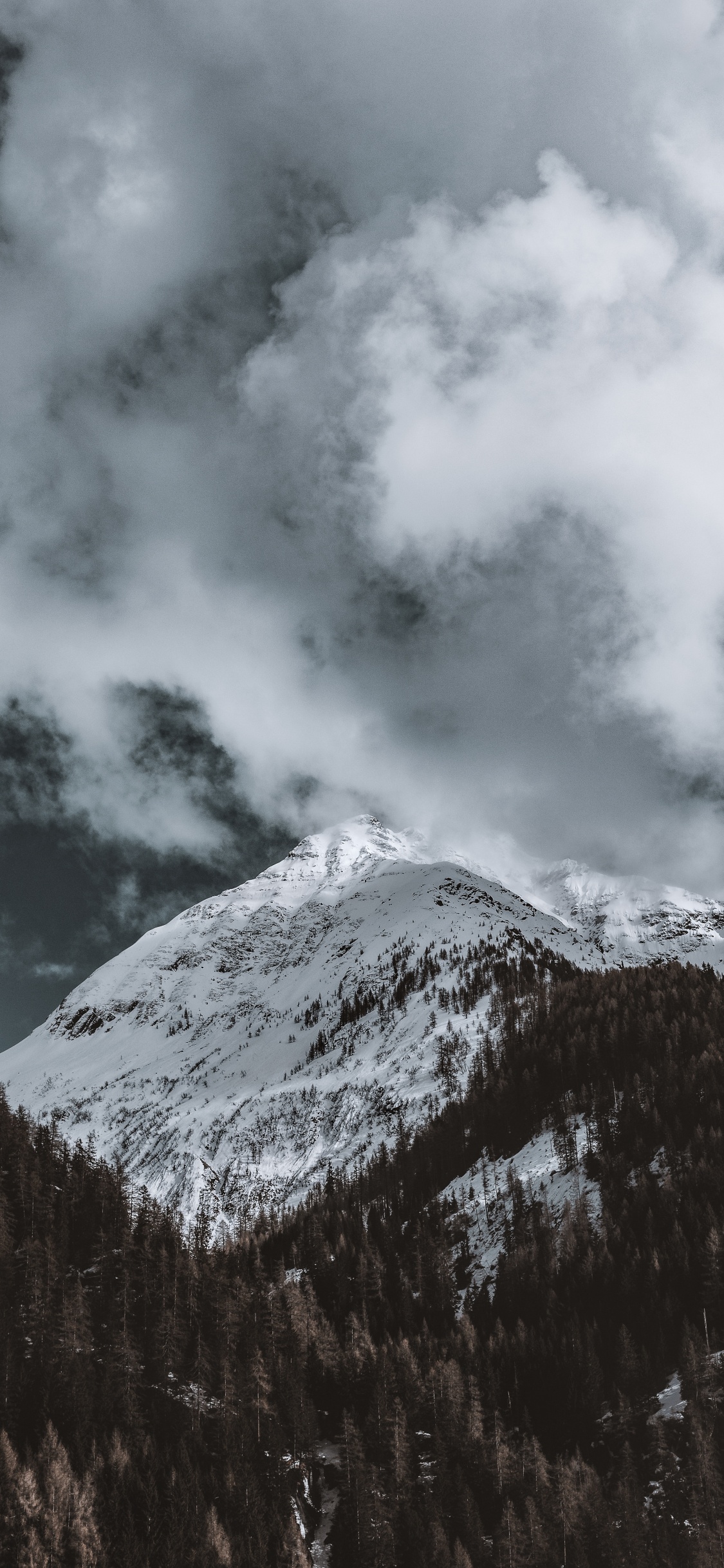 Mountainous Landforms, Mountain, Cloud, Highland, Winter. Wallpaper in 1125x2436 Resolution