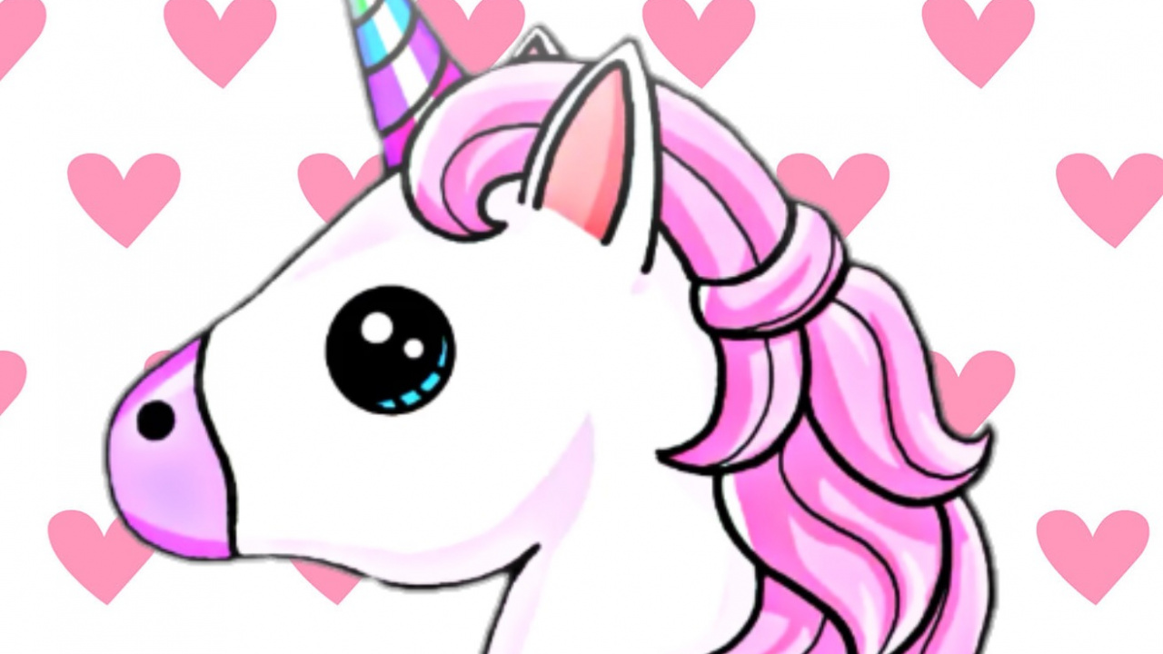 Ilustración de Unicornio Blanco y Rosa. Wallpaper in 1280x720 Resolution