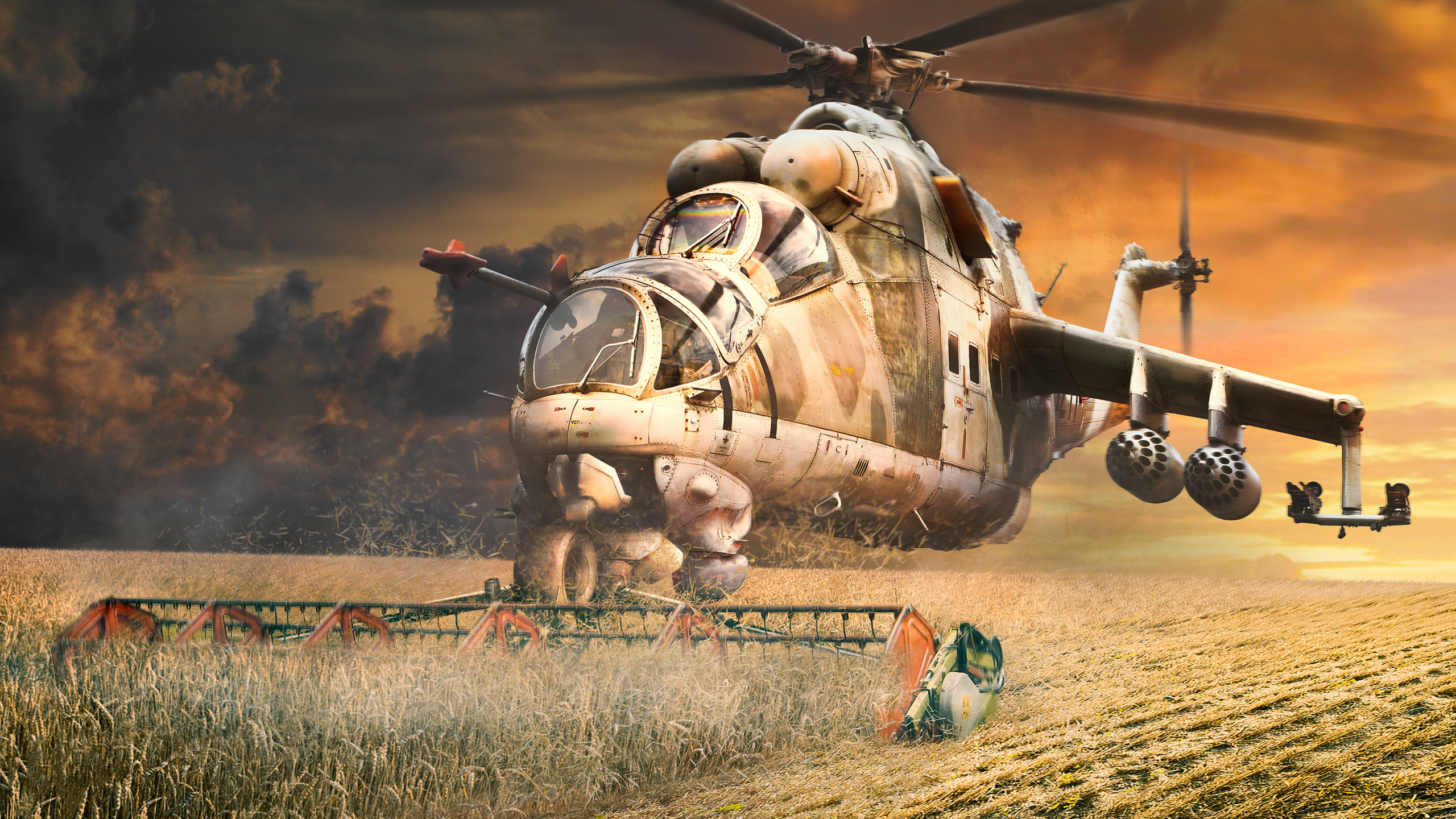 mi 24 Ernte, Mil mi 24, Mil mi 8, mi 35m, Hubschrauber. Wallpaper in 2560x1440 Resolution