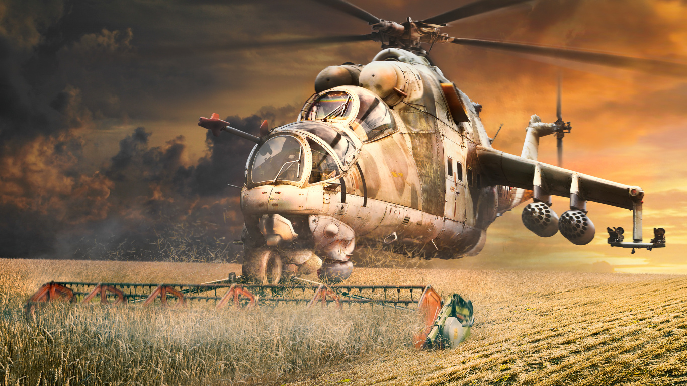 mi 24 Harvest, Mil mi 24, Mil mi 8, mi 35m, Helicopter. Wallpaper in 1366x768 Resolution
