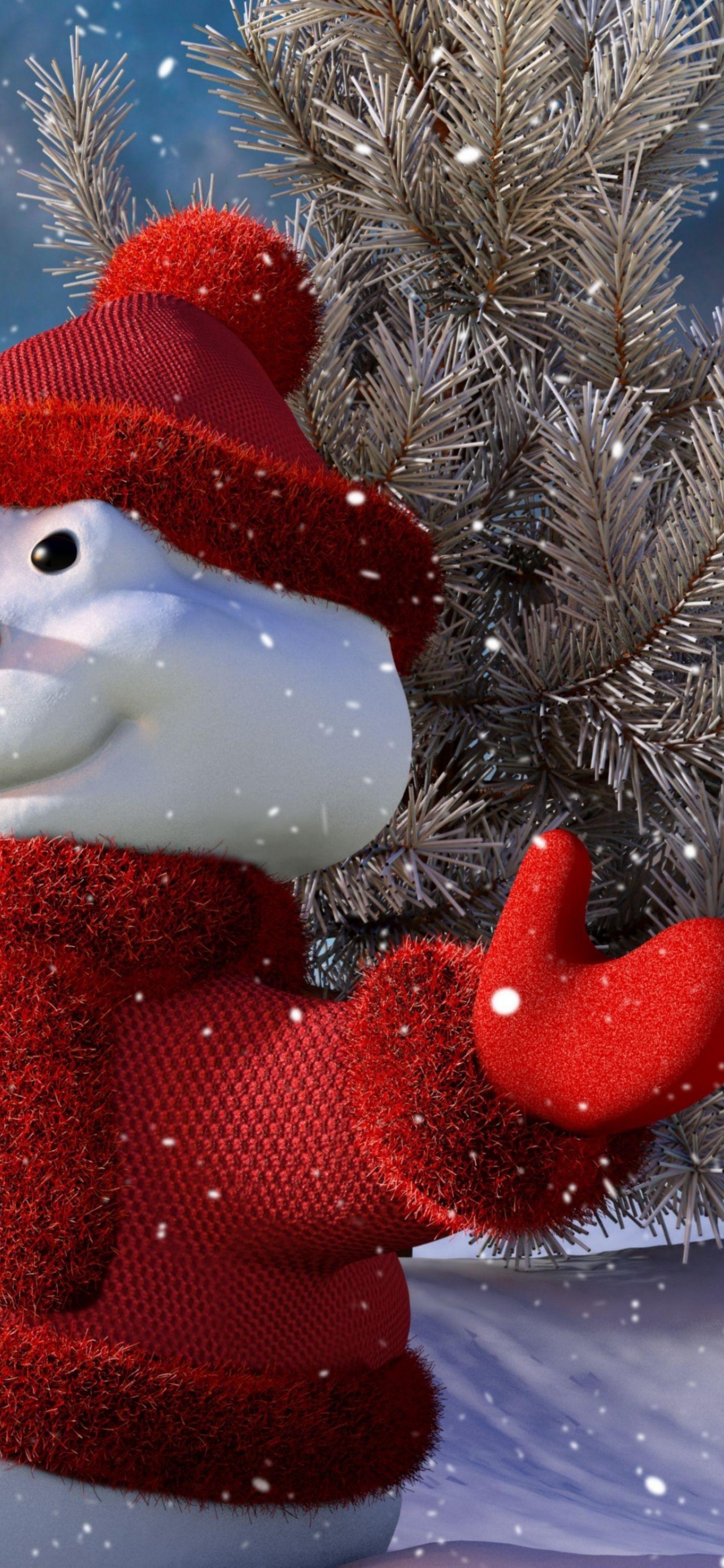 Schneemann, Raum, Einfrieren, Weihnachtsbaum. Wallpaper in 1242x2688 Resolution