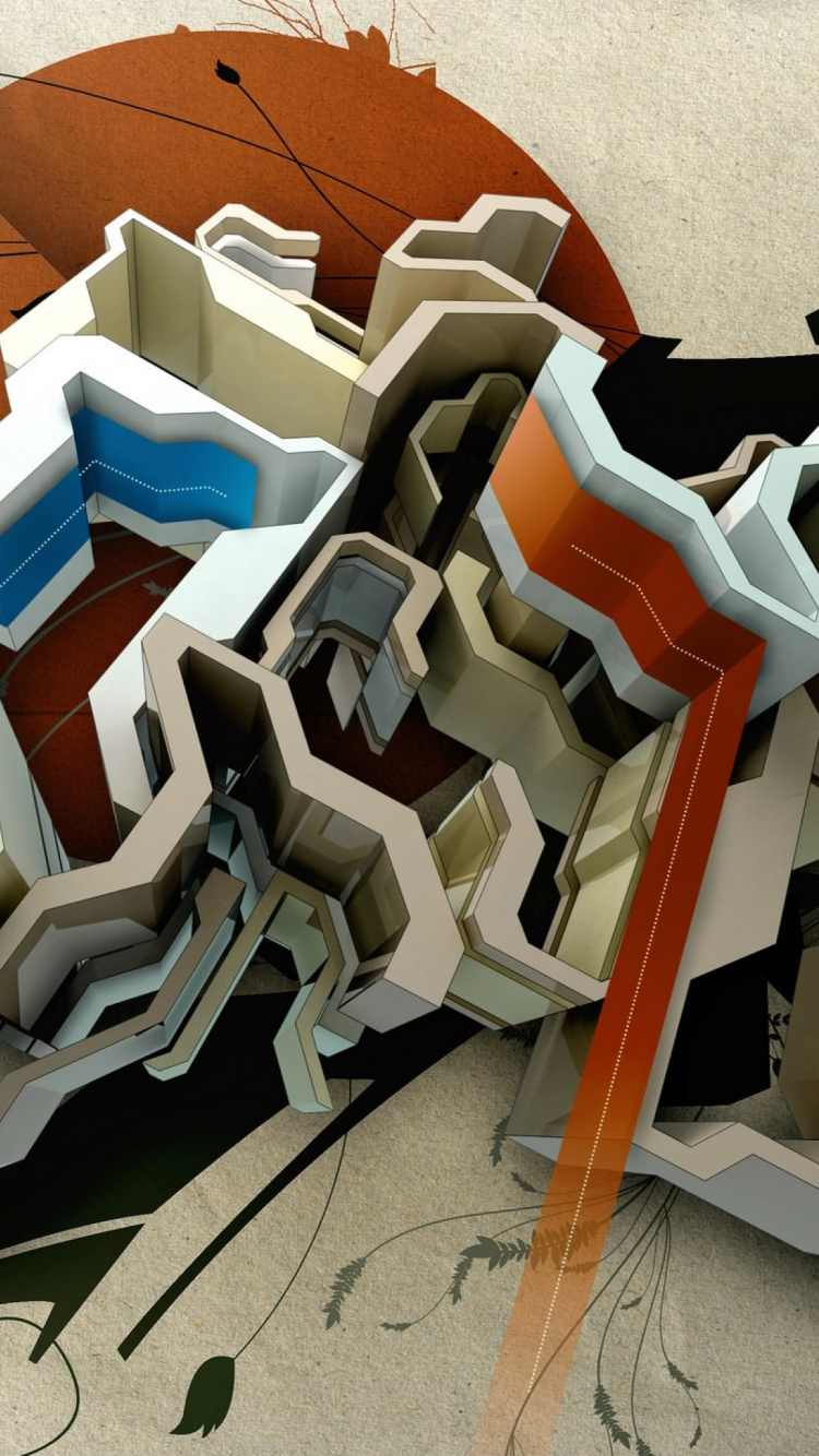 White Blue and Red Abstract Painting. Wallpaper in 750x1334 Resolution