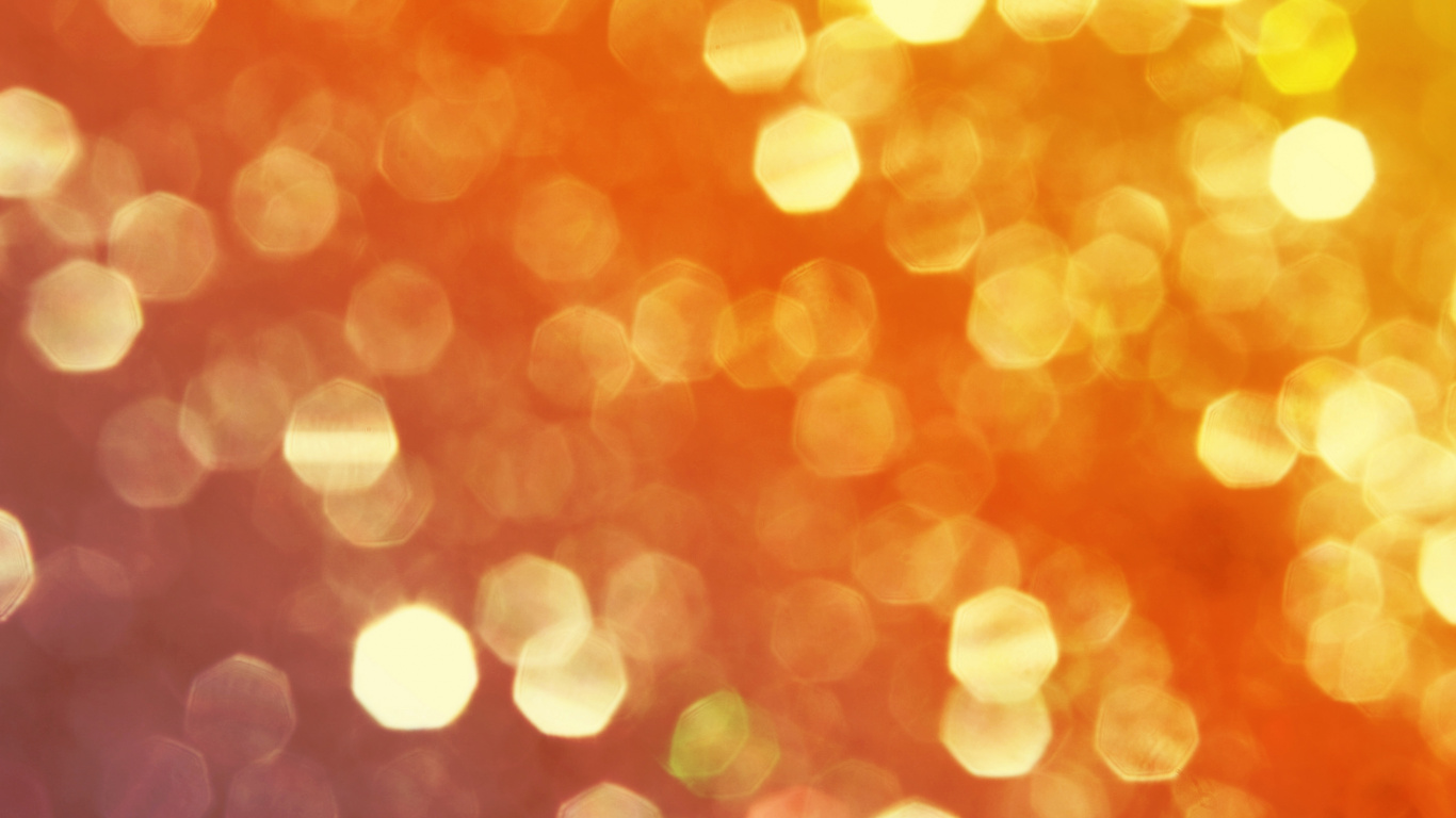 Orange-weiße Bokeh-Lichter. Wallpaper in 1366x768 Resolution