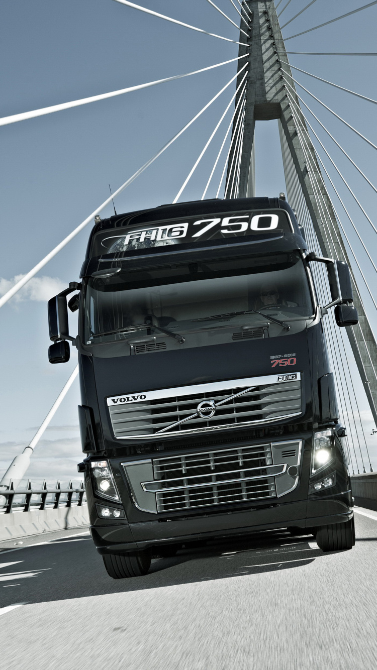 Camion Gué Noir Sur Route Pendant la Journée. Wallpaper in 750x1334 Resolution