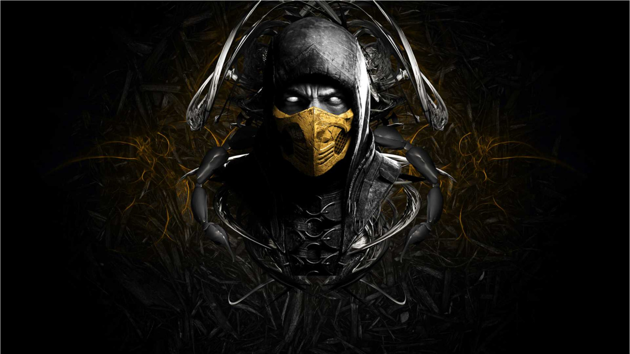 Obscurité, Scorpion, Mortal Kombat x, Illustration, L'homme. Wallpaper in 1280x720 Resolution