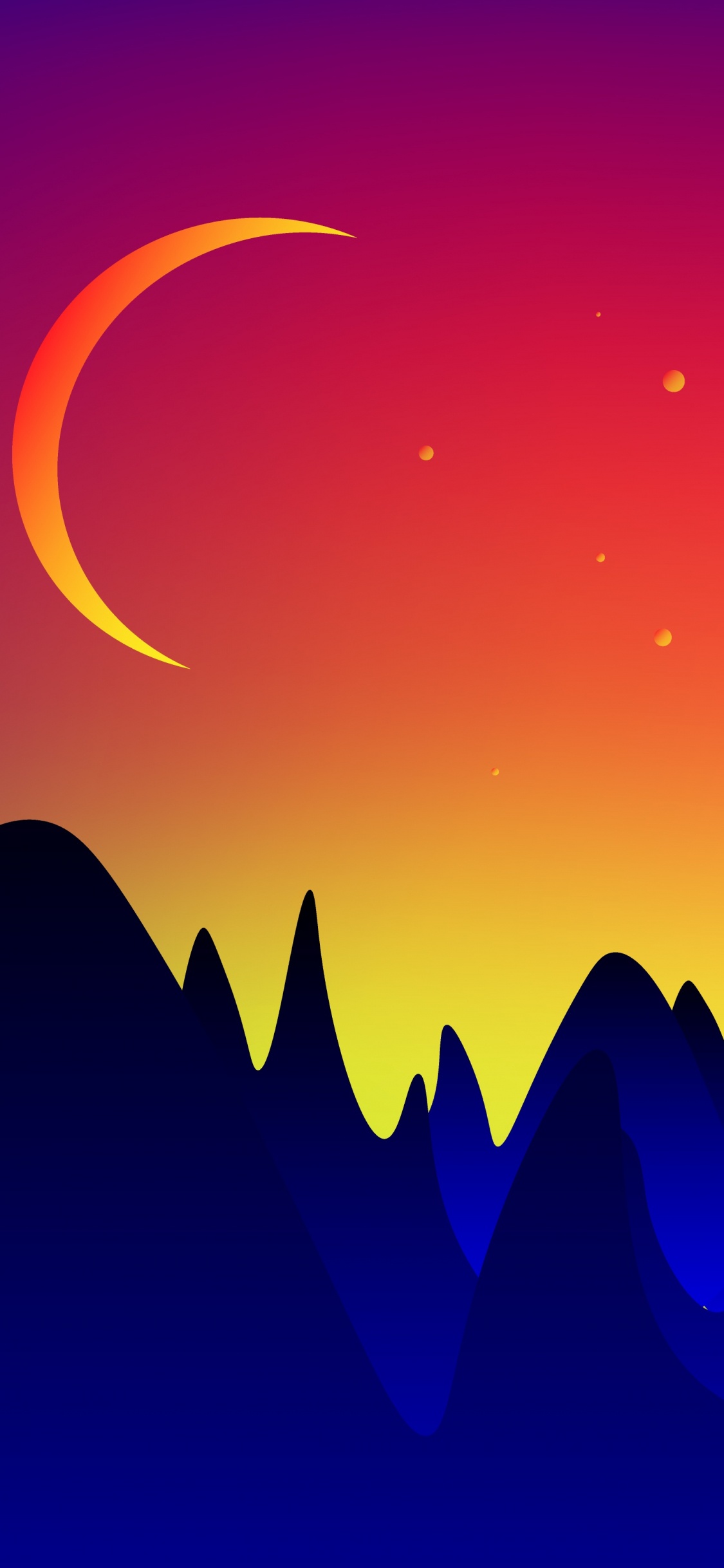 Silhouette de Montagne Pendant le Coucher du Soleil. Wallpaper in 1125x2436 Resolution