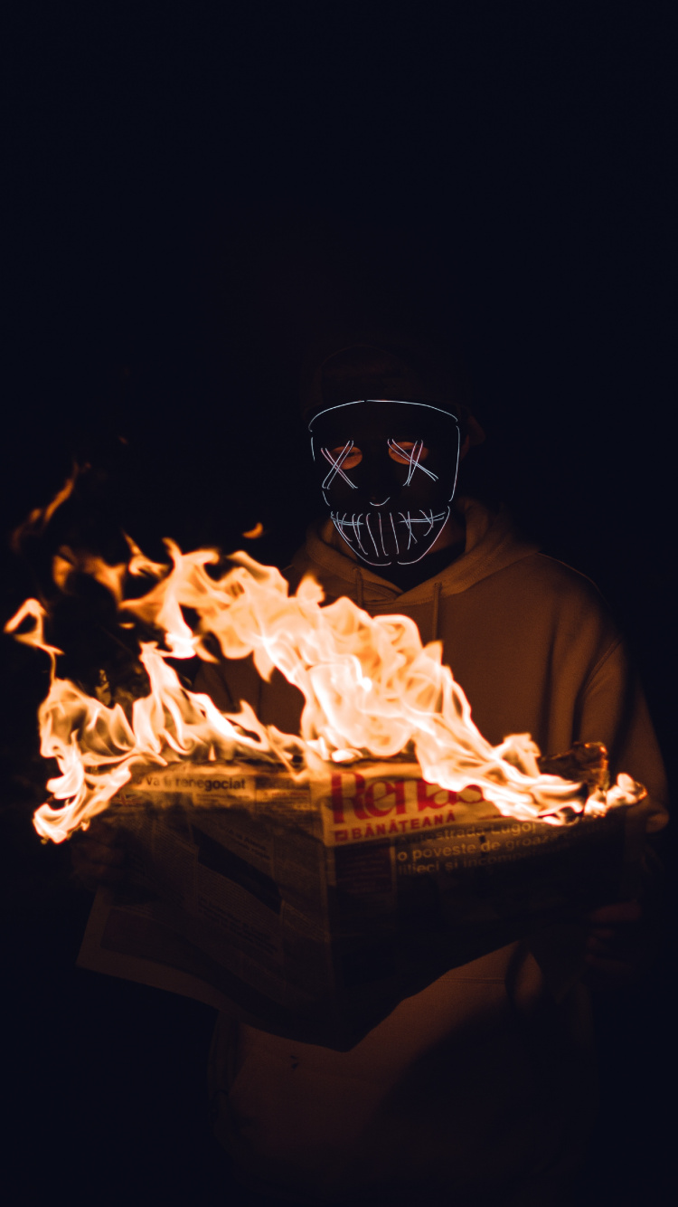 Man in Black Mask and White Shirt. Wallpaper in 750x1334 Resolution