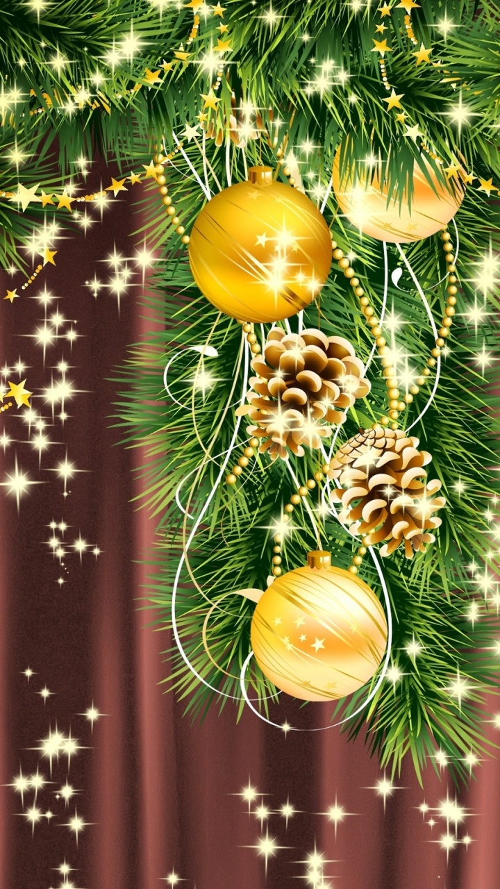 New Year, Christmas Day, Christmas Ornament, Branch, Christmas Decoration. Wallpaper in 720x1280 Resolution