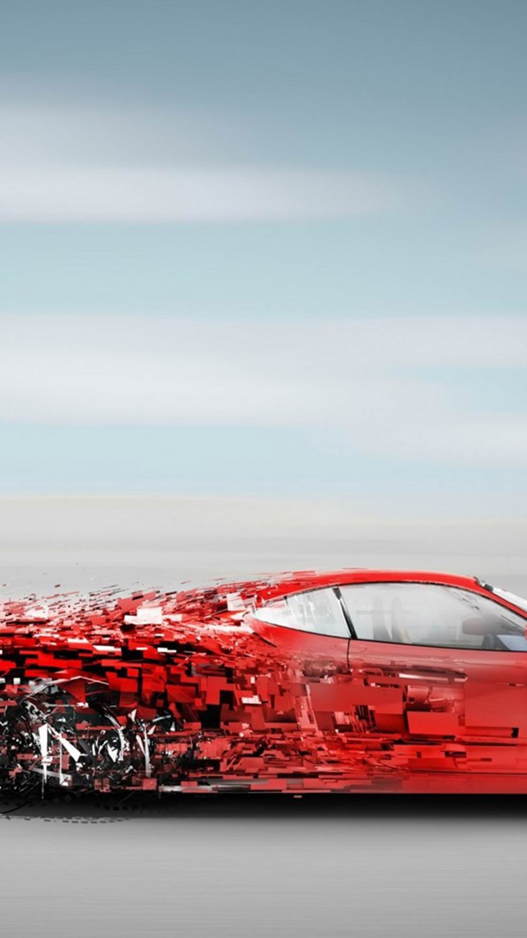 Red Car on Gray Asphalt Road. Wallpaper in 1080x1920 Resolution