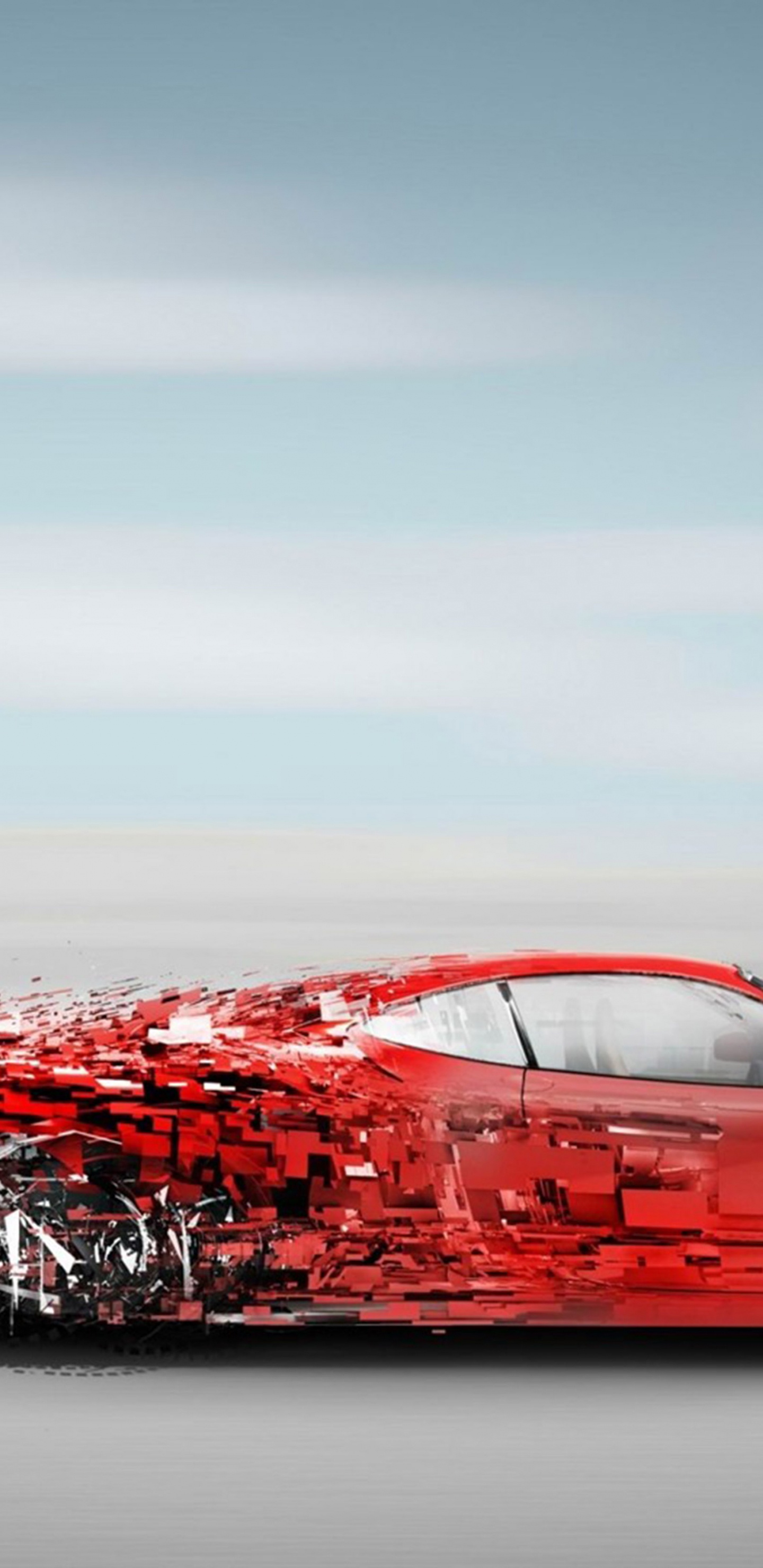 Voiture Rouge Sur Route Goudronnée Grise. Wallpaper in 1440x2960 Resolution