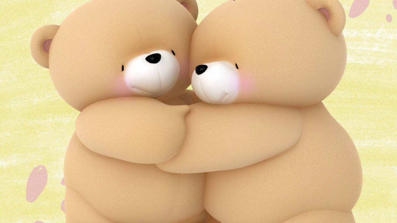 Brown Bear Plush Toy on Purple and White Polka Dot Textile. Wallpaper in 1280x720 Resolution