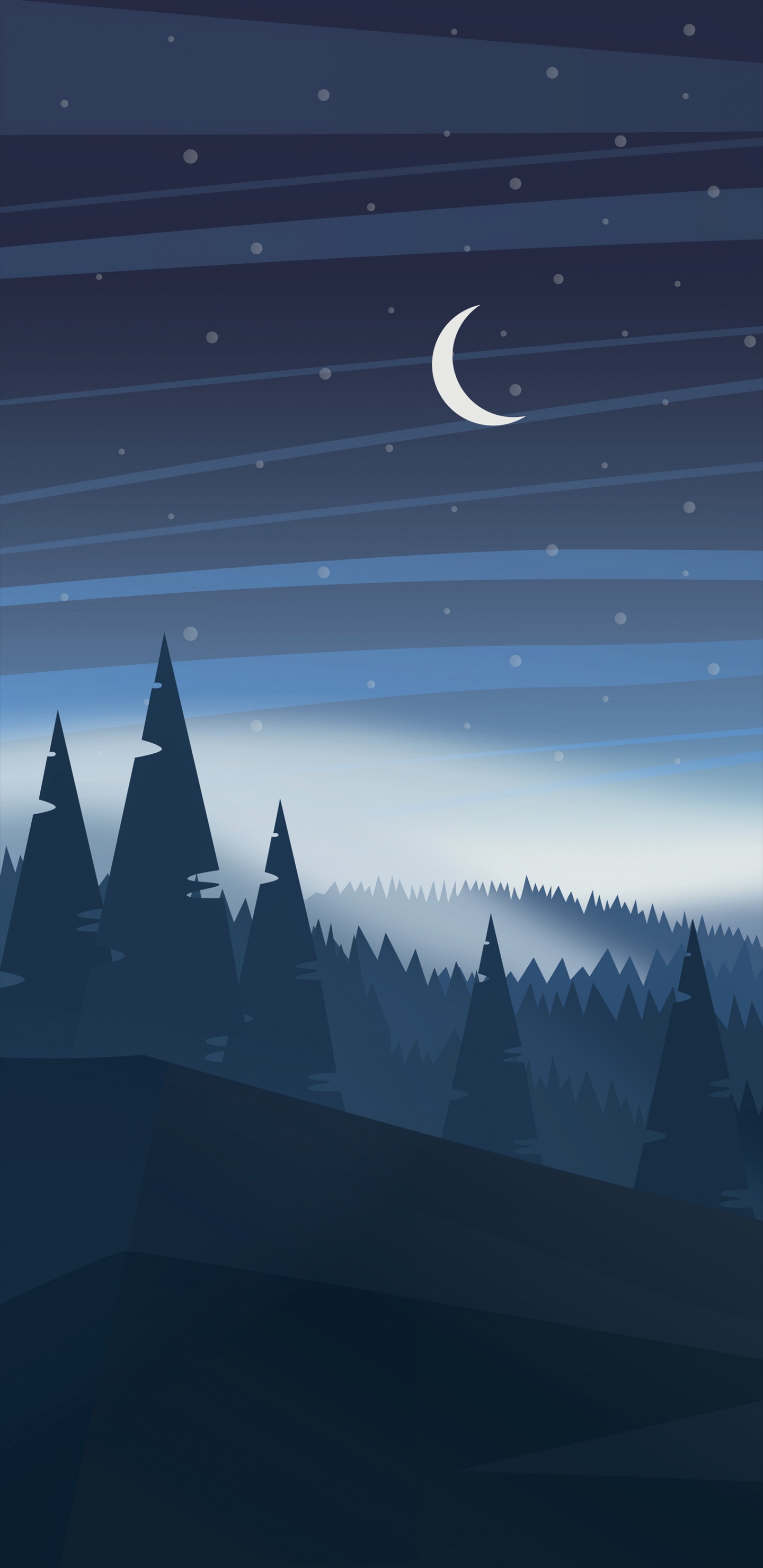 Illustration, Landscape Painting, Drawing, Painting, Night. Wallpaper in 1440x2960 Resolution