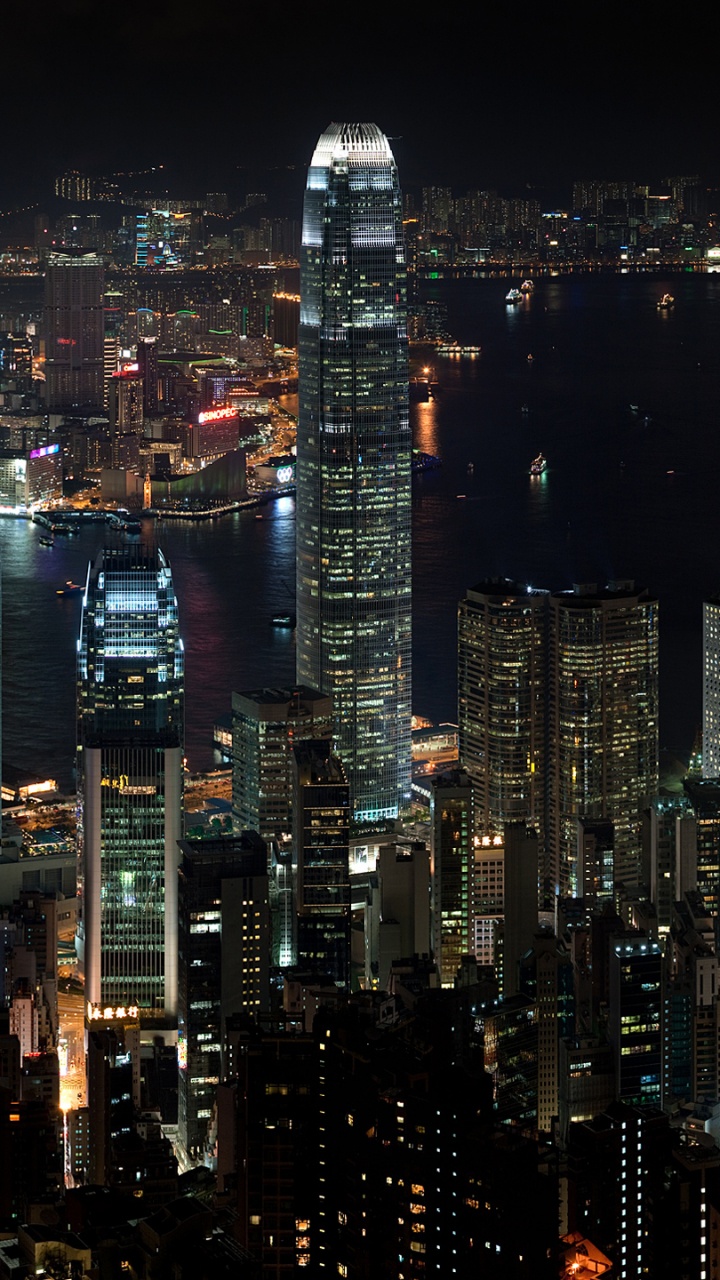 Skyline Der Stadt Bei Nacht Night. Wallpaper in 720x1280 Resolution