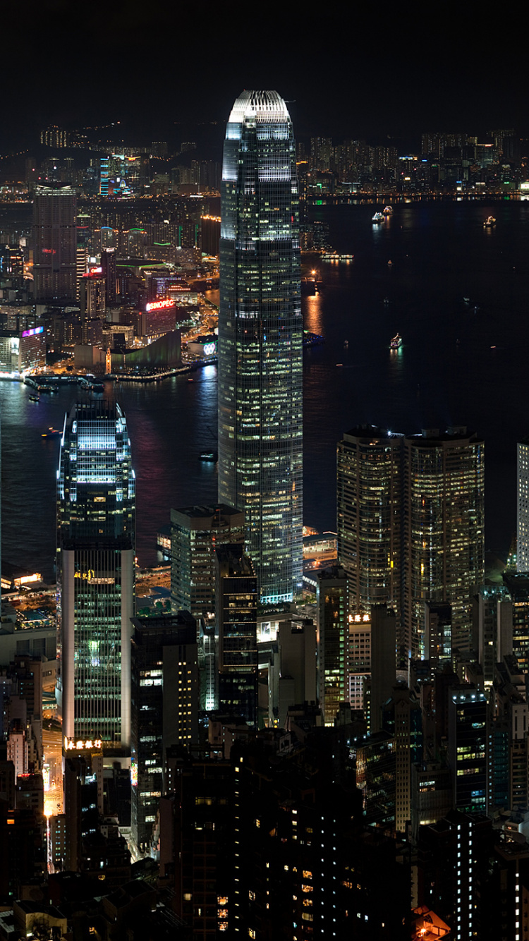 Skyline Der Stadt Bei Nacht Night. Wallpaper in 750x1334 Resolution