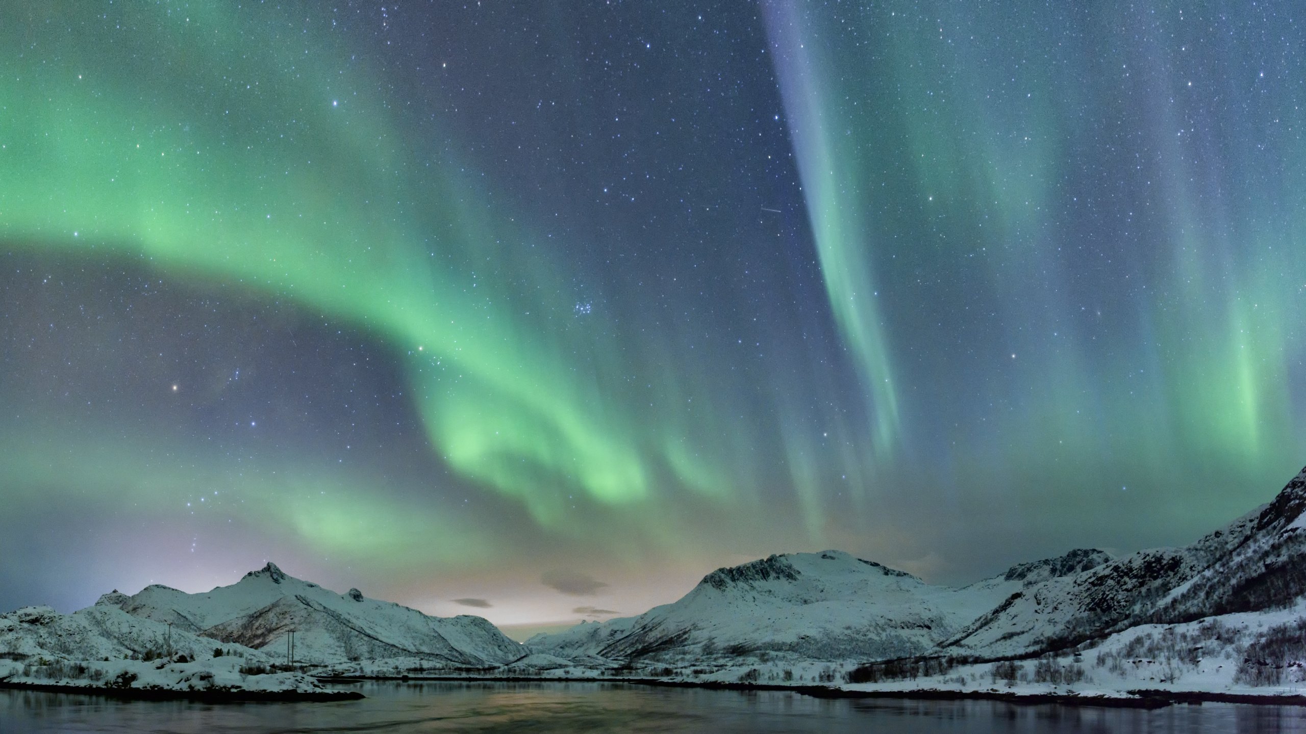 Norwegen, Aurora, Natur, Gr, Atmosphäre. Wallpaper in 2560x1440 Resolution