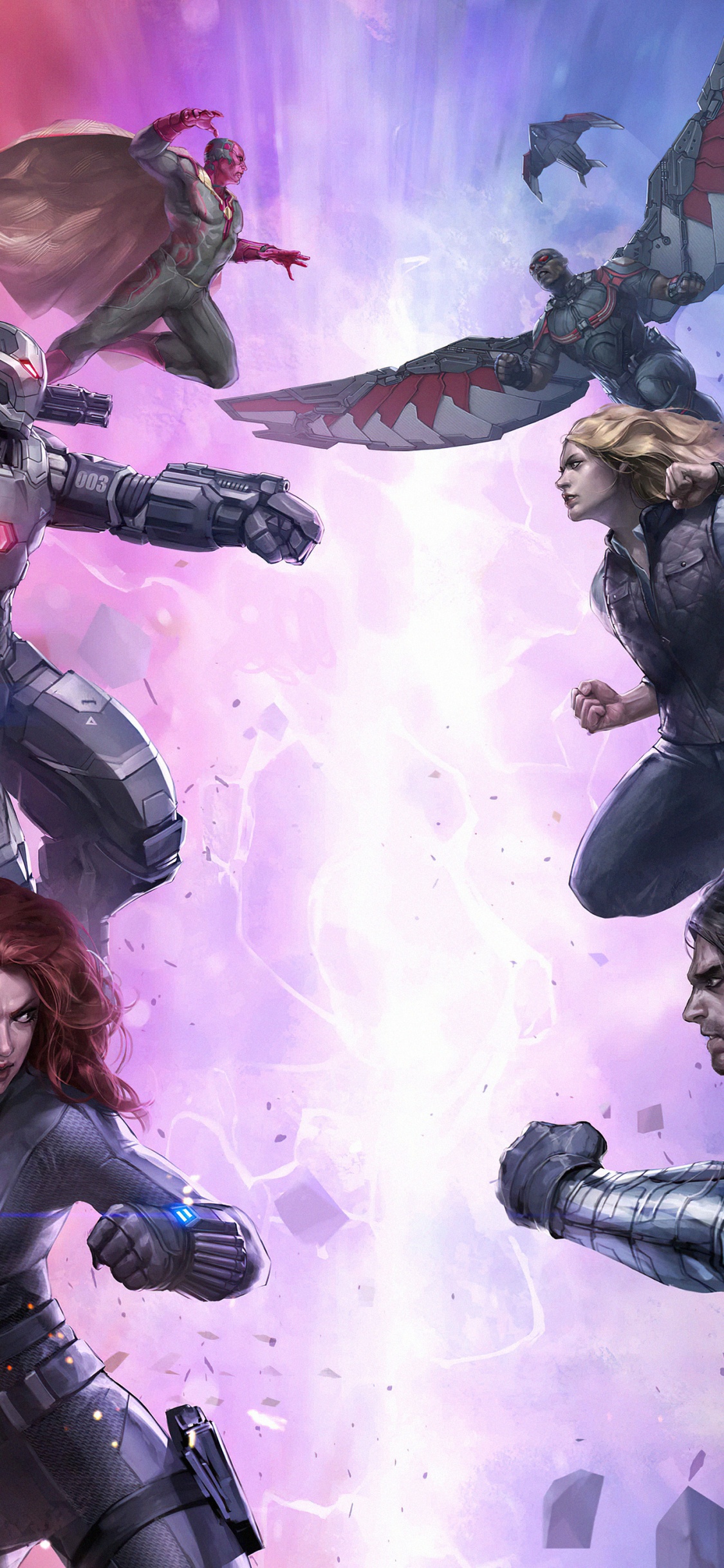 Marvel Avenir De Combat, Captain America Civil War, la Torche Humaine, Captain America, Thanos. Wallpaper in 1125x2436 Resolution