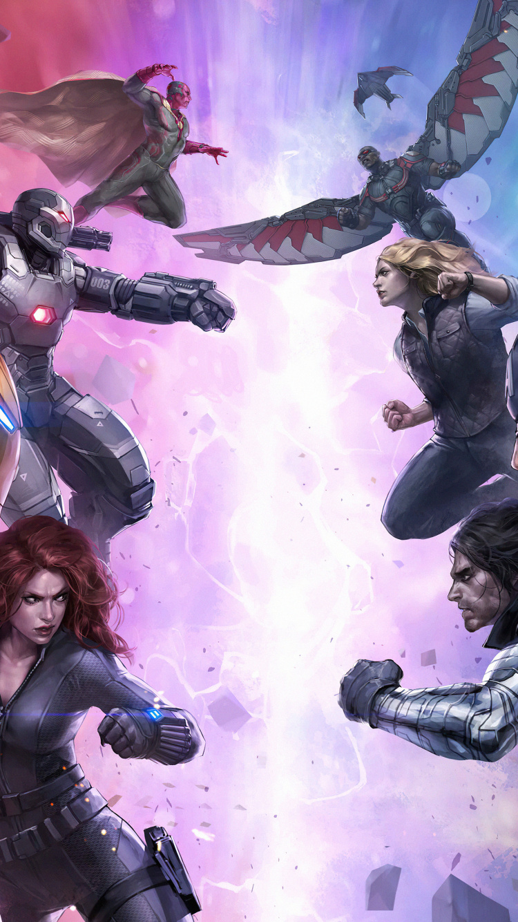 Marvel Avenir De Combat, Captain America Civil War, la Torche Humaine, Captain America, Thanos. Wallpaper in 750x1334 Resolution
