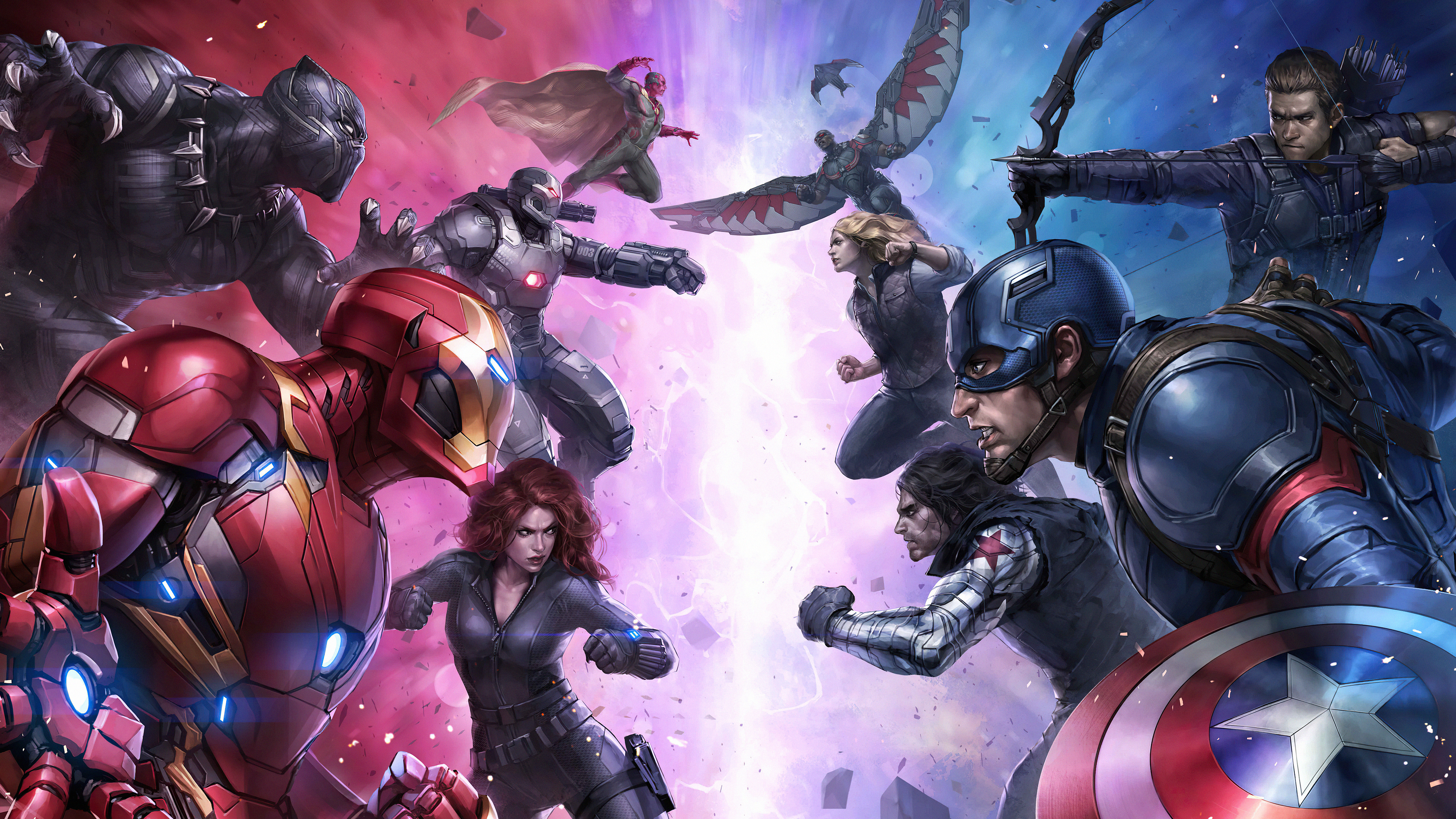 Wallpaper Marvel Future Fight, Captain America Civil War, Human Torch, Captain  America, Thanos, Background - Download Free Image
