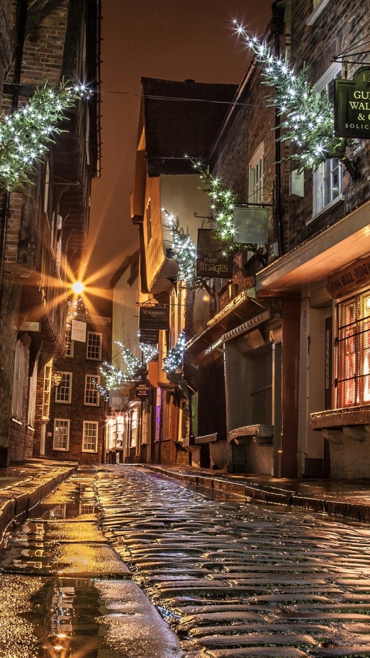 街, 巷子里, 街区, 正面, 晚上 壁纸 720x1280 允许