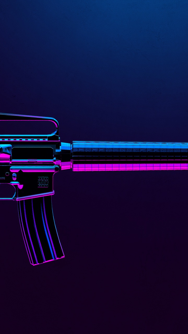 PUBG, PLAYERUNKNOWN'S BATTLEGROUNDS, Arme, Fusil M16, Blue. Wallpaper in 720x1280 Resolution