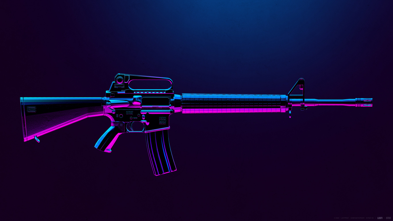 PUBG Corporation, PLAYERUNKNOWN'S BATTLEGROUNDS, Firearm, M16 Rifle, Blue. Wallpaper in 1366x768 Resolution