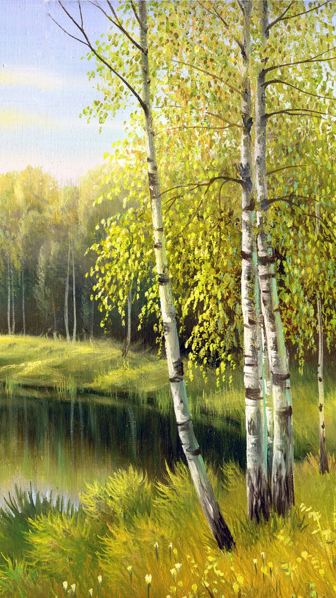 Green Trees Beside River Under Blue Sky During Daytime. Wallpaper in 1080x1920 Resolution