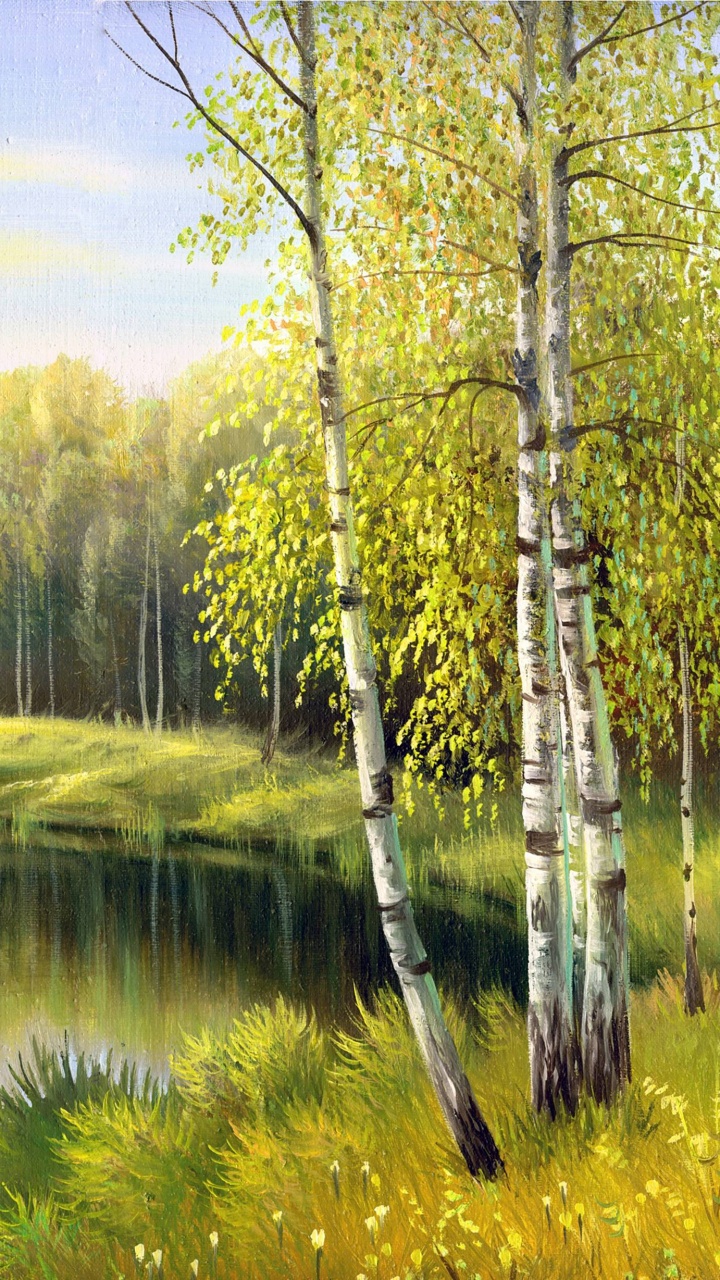 风景画, 油画, 性质, 反射, 自然保护区 壁纸 720x1280 允许