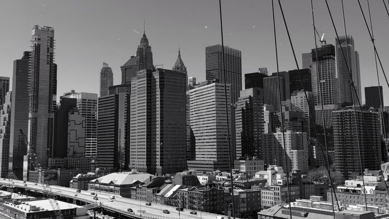Download 1280x720 Wallpaper Grayscale Photo of City Buildings Grayscale Photo of City Buildings. Wallpaper in 1280x720 Resolution