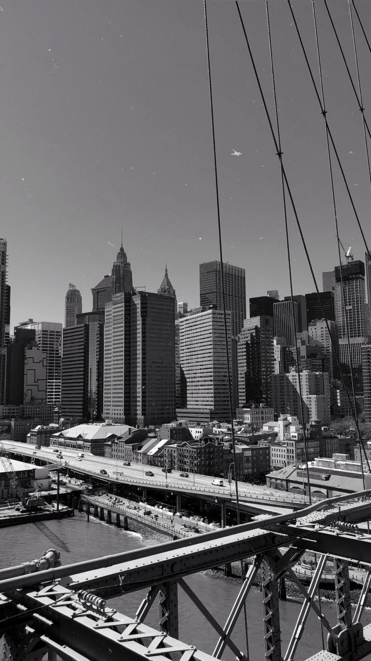 Graustufenfoto Von Stadtgebäuden. Wallpaper in 750x1334 Resolution