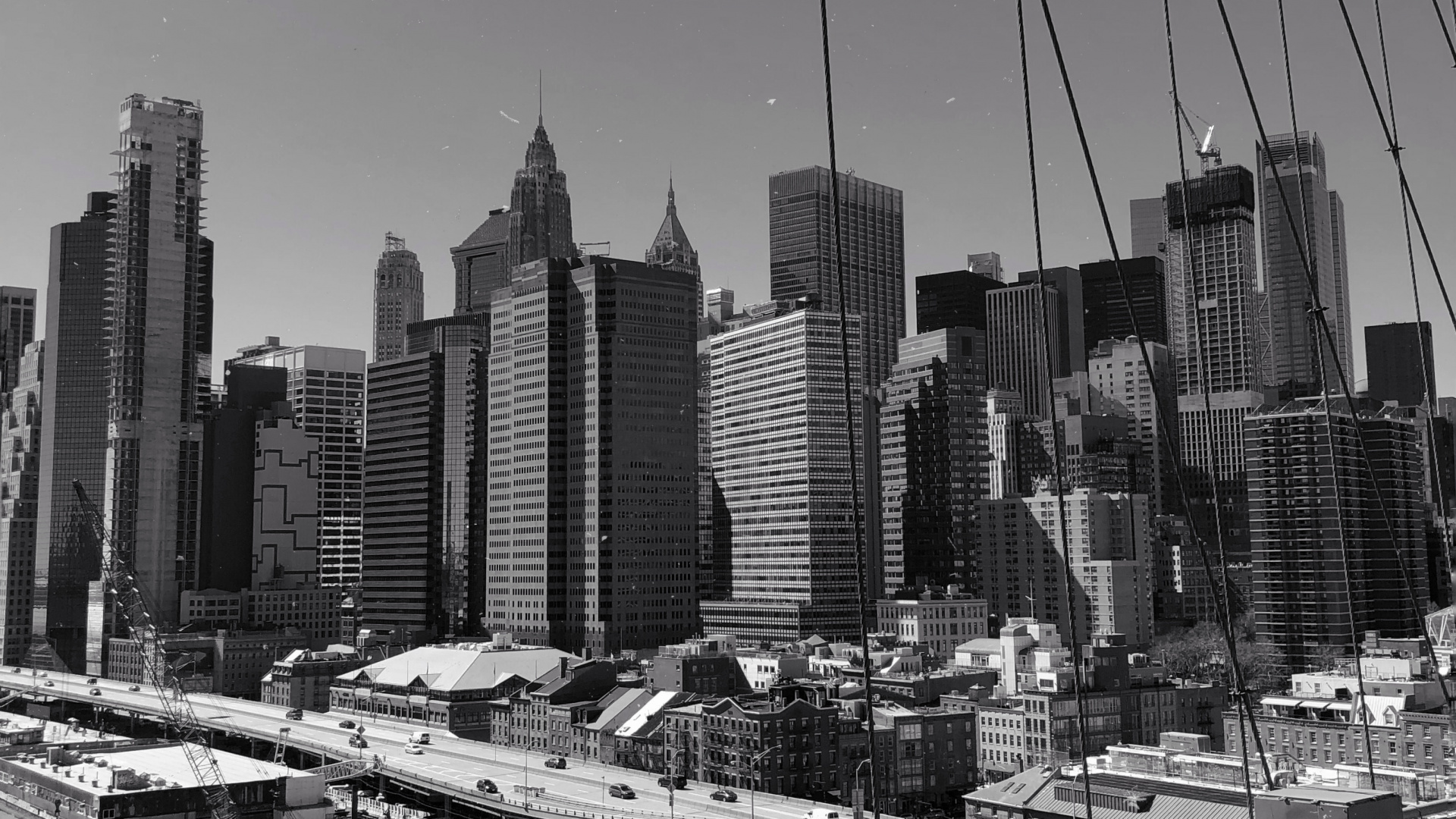 Foto en Escala de Grises de Los Edificios de la Ciudad. Wallpaper in 1920x1080 Resolution