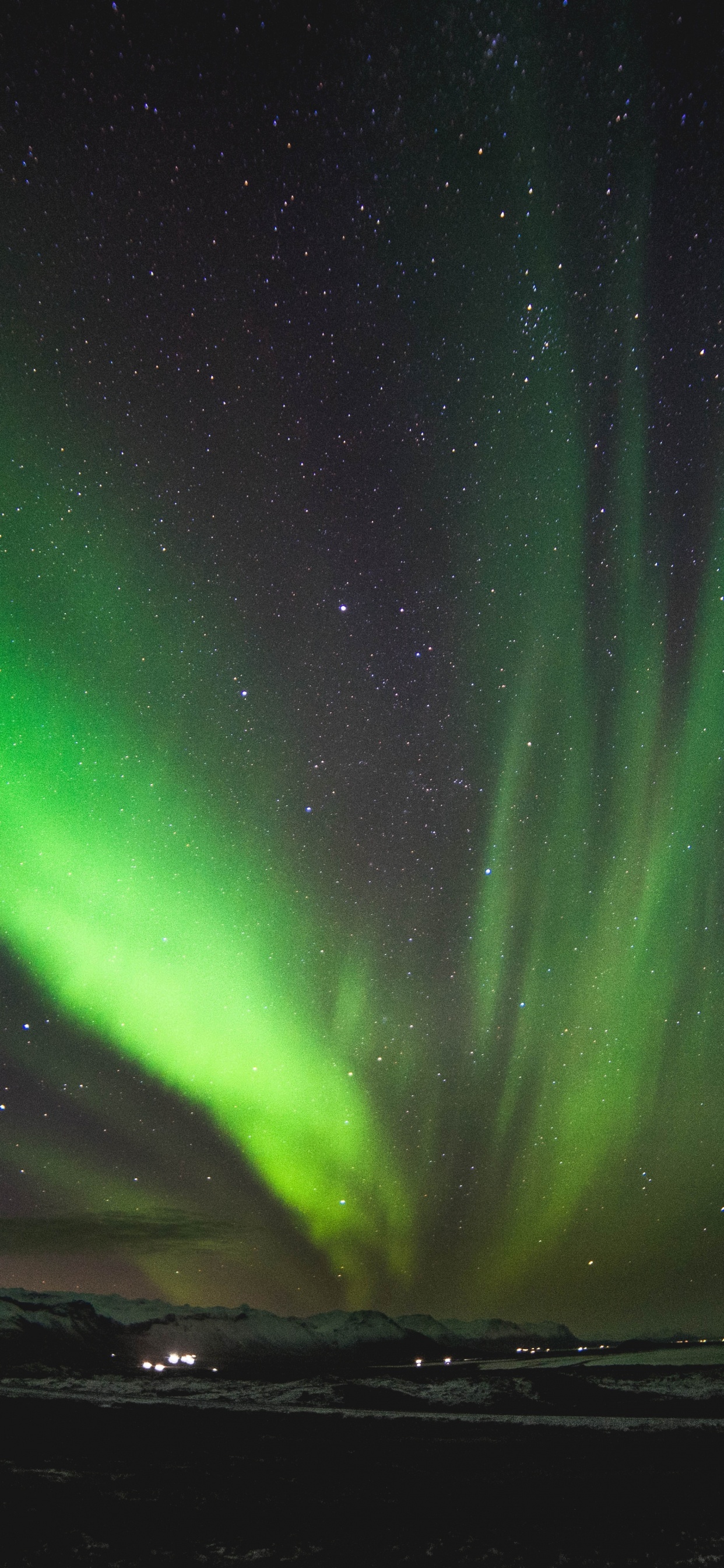 奥罗拉, 性质, 绿色的, 光, 气氛 壁纸 1242x2688 允许