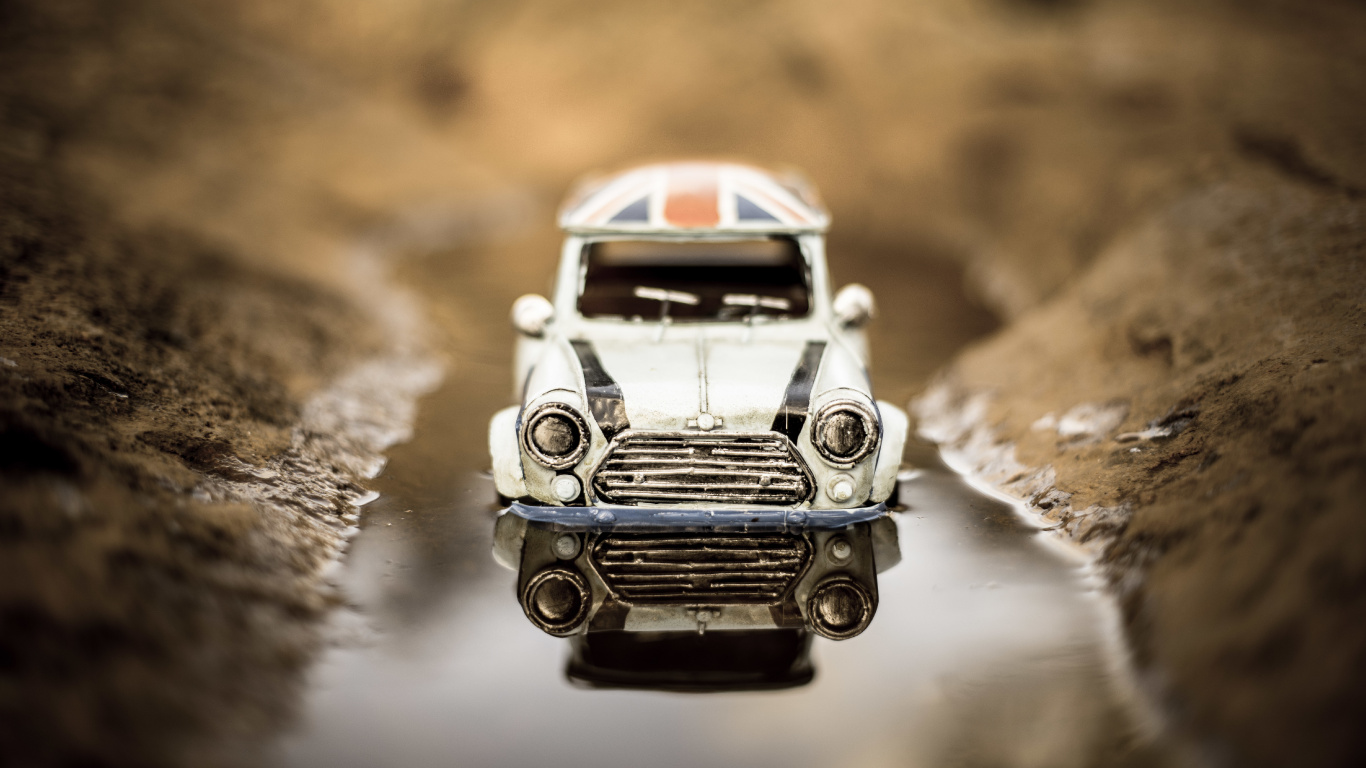 Modelo a Escala de Coche Blanco y Negro. Wallpaper in 1366x768 Resolution