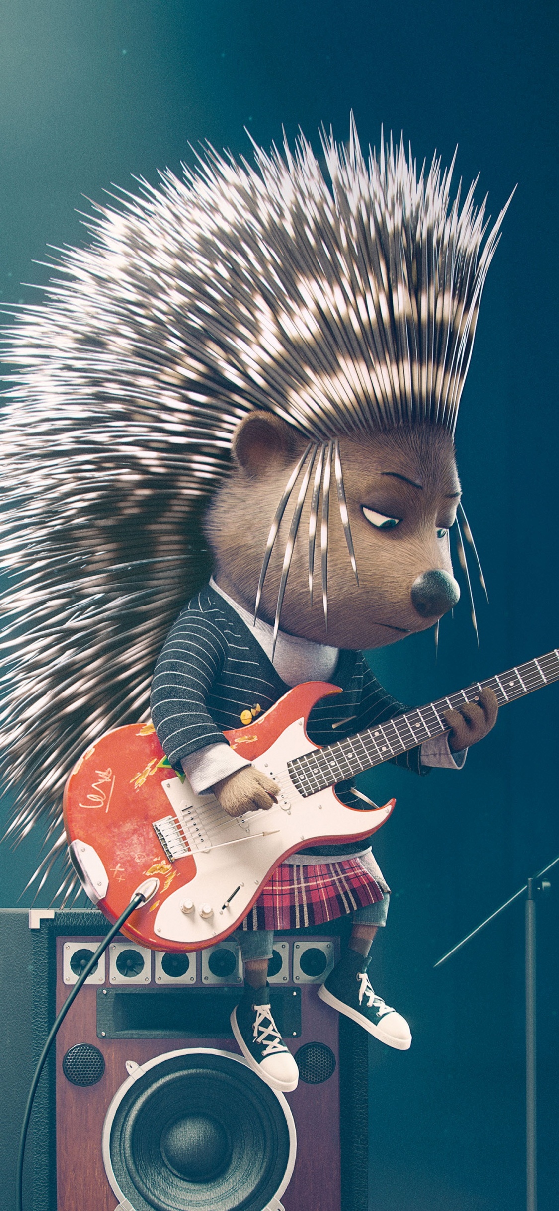 Hombre Tocando la Guitarra en el Escenario. Wallpaper in 1125x2436 Resolution