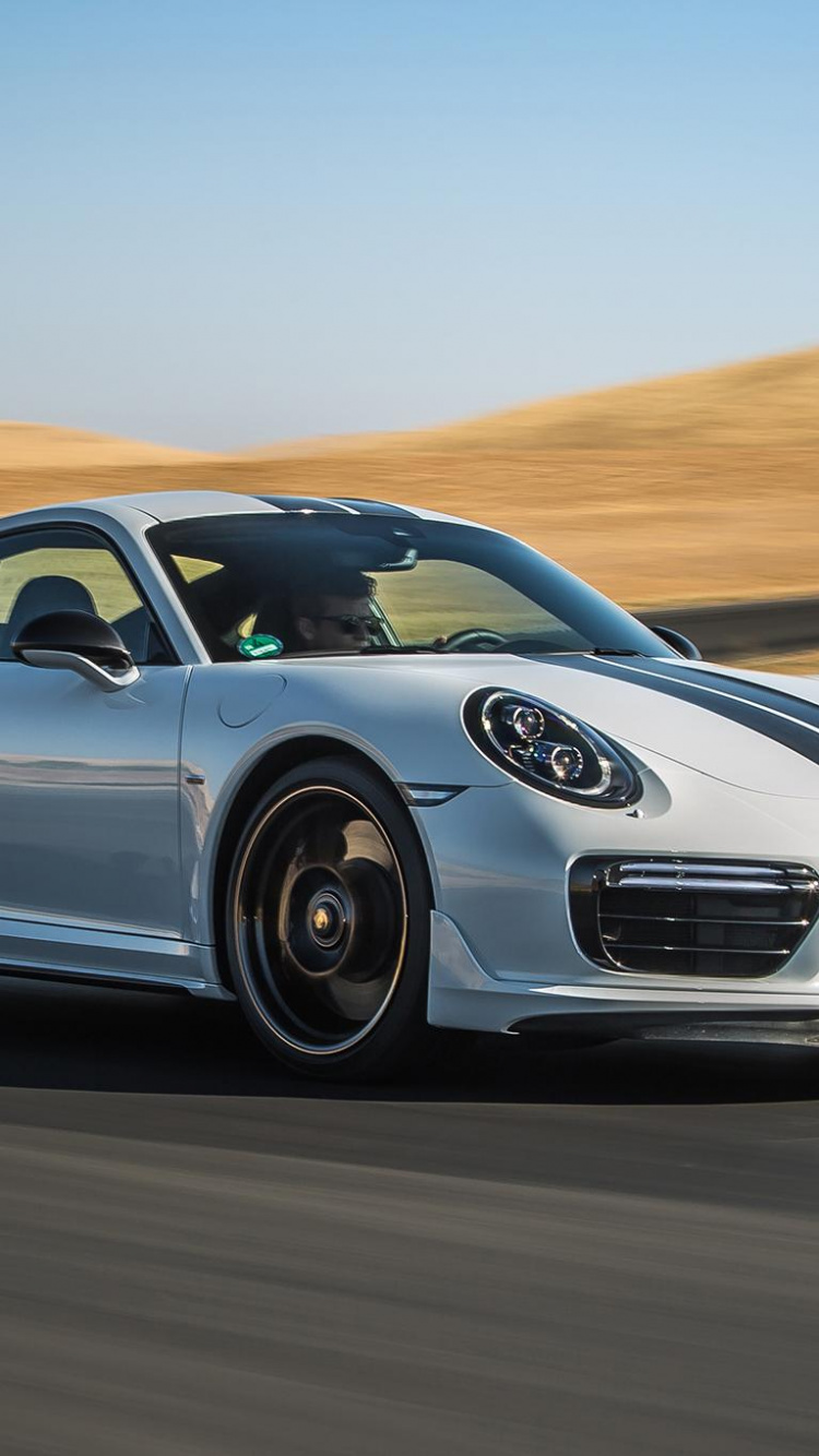 Weißer Porsche 911 Tagsüber Unterwegs. Wallpaper in 750x1334 Resolution