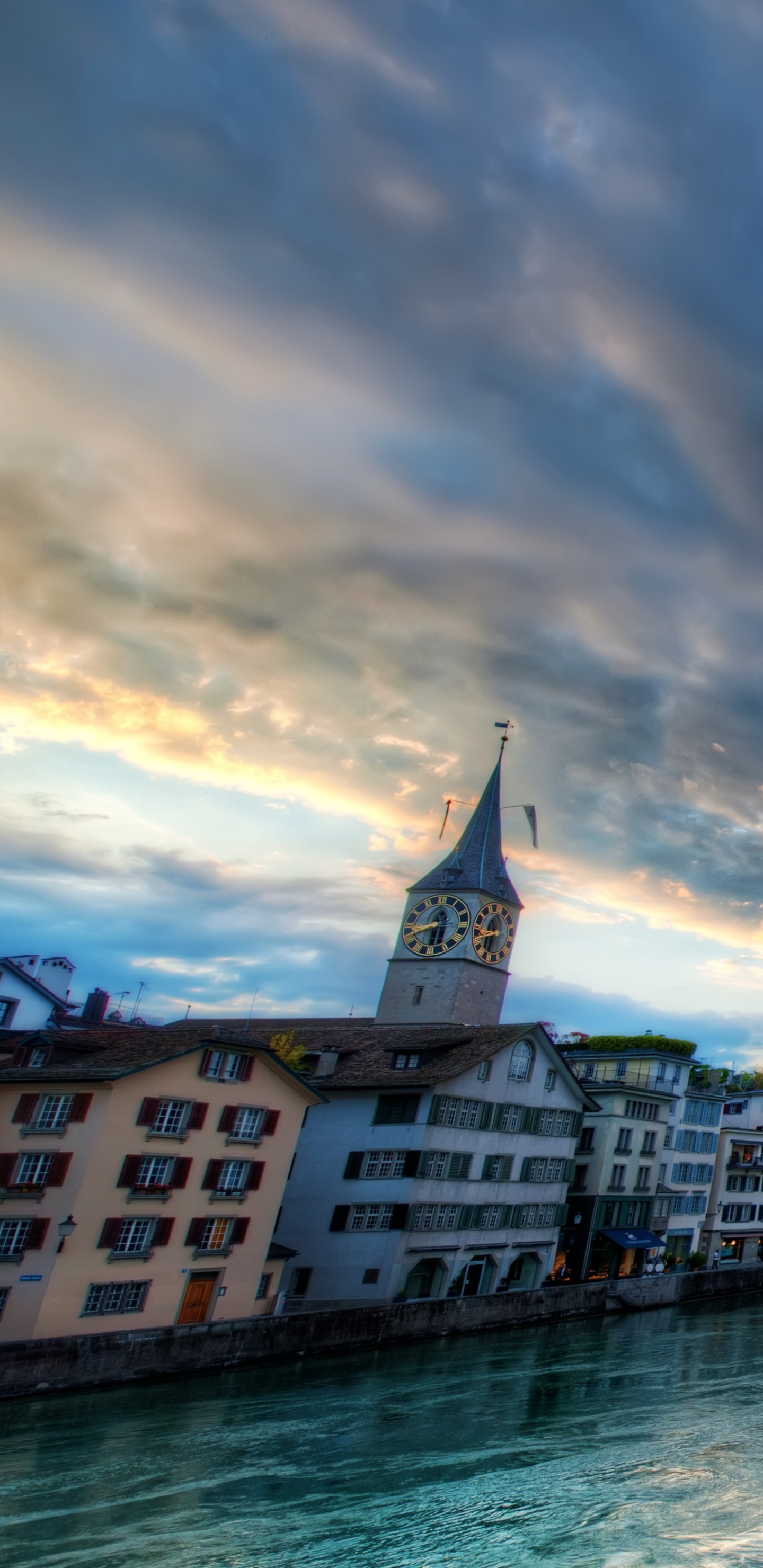 Zrich, 里程碑, 城市, 晚上, 反射 壁纸 1440x2960 允许