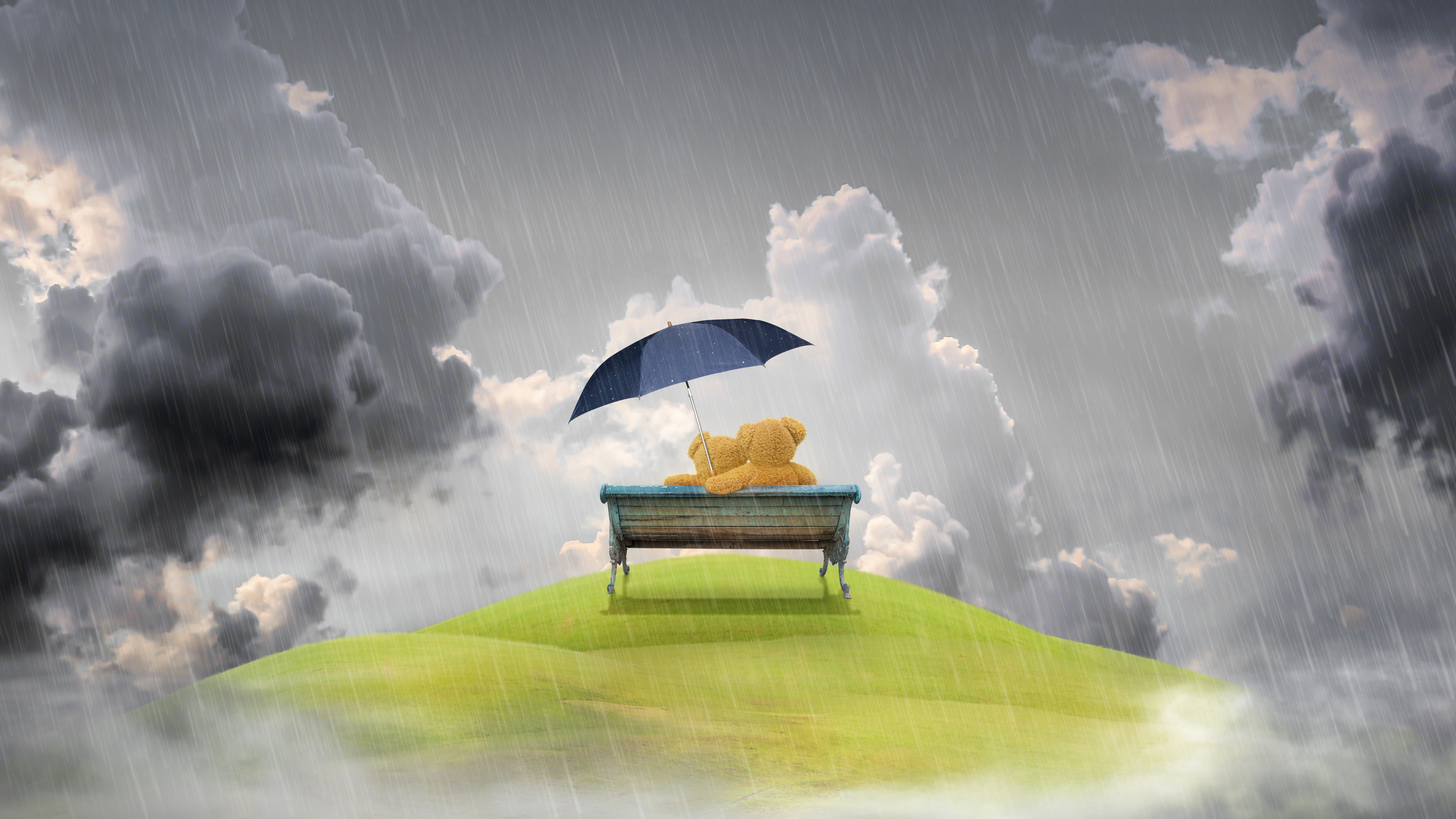 Teddy Bear, Cloud, Atmosphere, Illustration, Landscape. Wallpaper in 3840x2160 Resolution