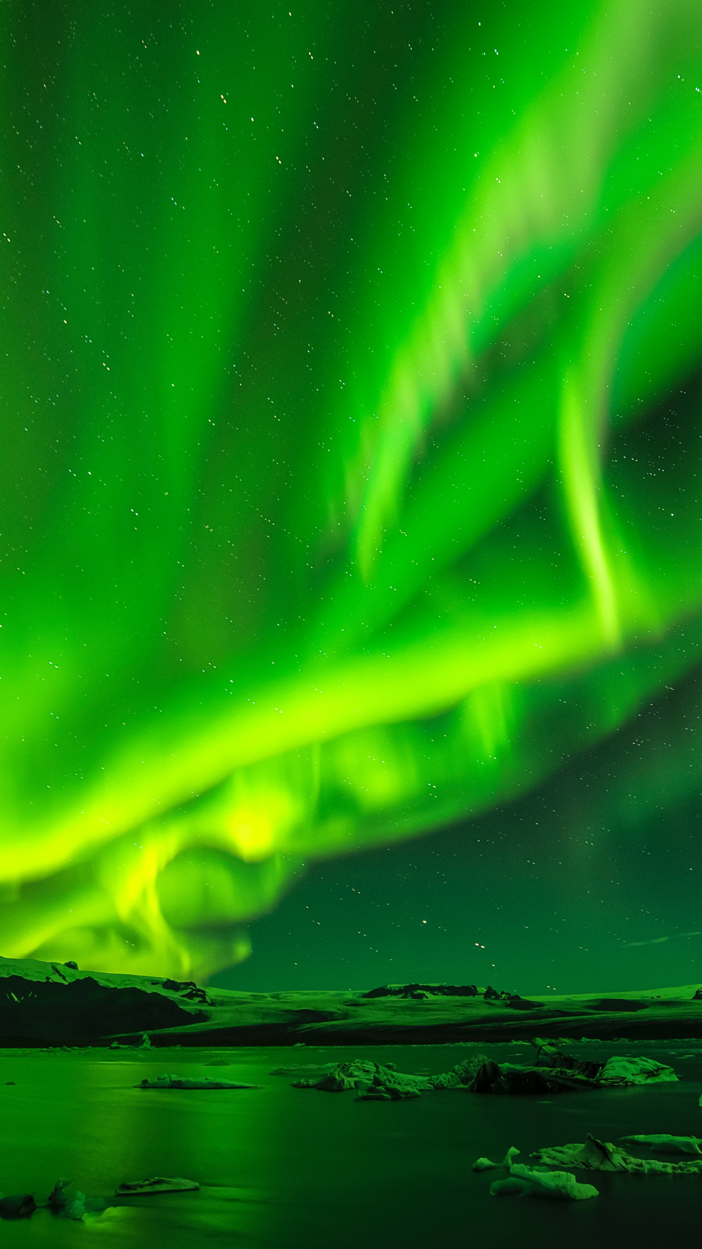 Aurora, Luz, Verde, Naturaleza, Agua. Wallpaper in 1440x2560 Resolution