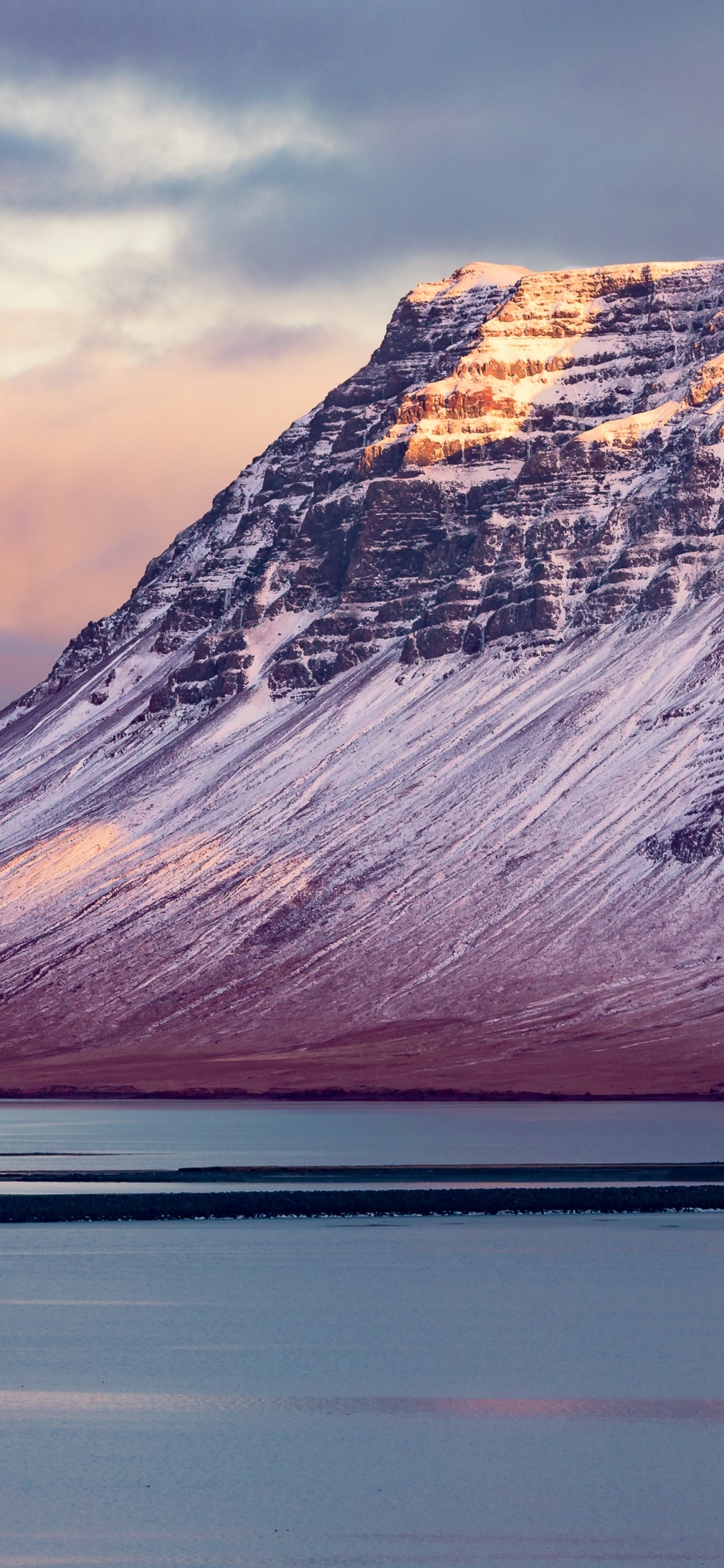 Fjord, Mountain, Mountainous Landforms, Natural Landscape, Cloud. Wallpaper in 1125x2436 Resolution