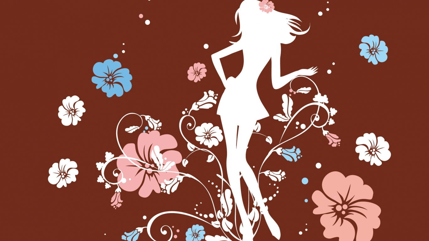 Mujer en Vestido Negro Ilustración. Wallpaper in 1366x768 Resolution