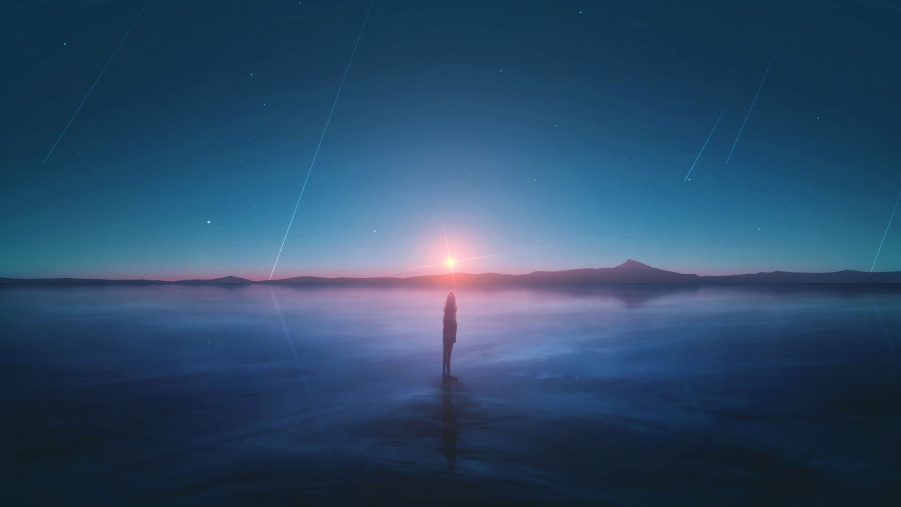 Puesta de Sol Sobre el Horizonte. Wallpaper in 1280x720 Resolution