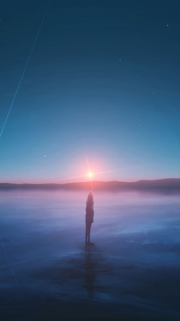 Sun Setting Over The Horizon. Wallpaper in 720x1280 Resolution