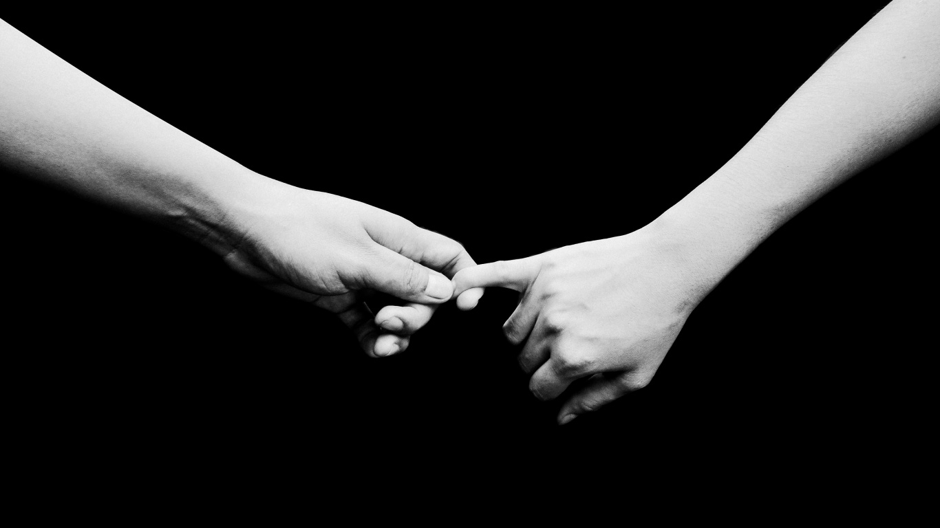 Grayscale Photo of Person Holding Hands. Wallpaper in 1366x768 Resolution