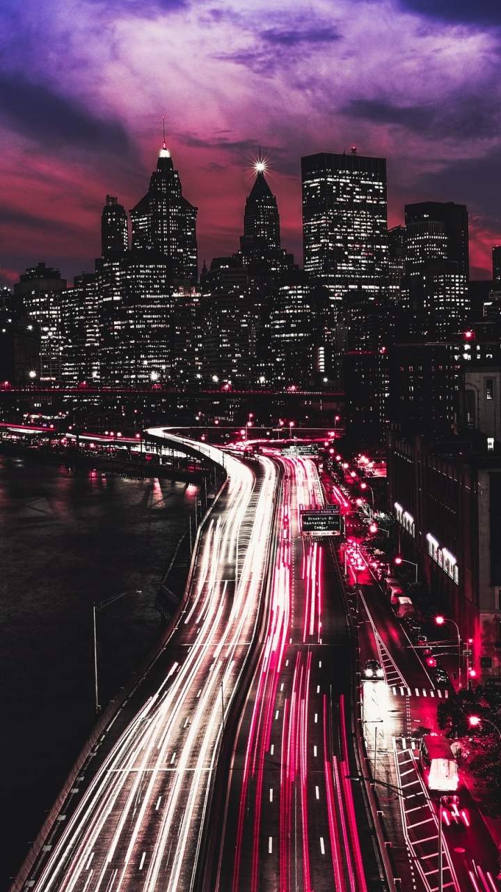 Time Lapse Photography of City Skyline During Night Time. Wallpaper in 720x1280 Resolution