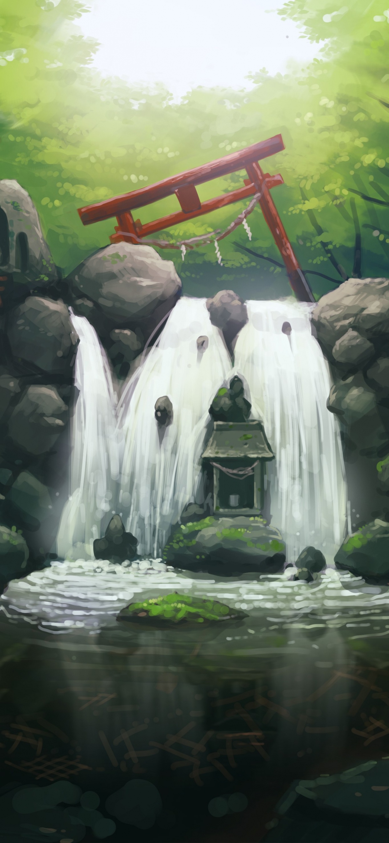 White Concrete Statue on Water Fountain. Wallpaper in 1242x2688 Resolution