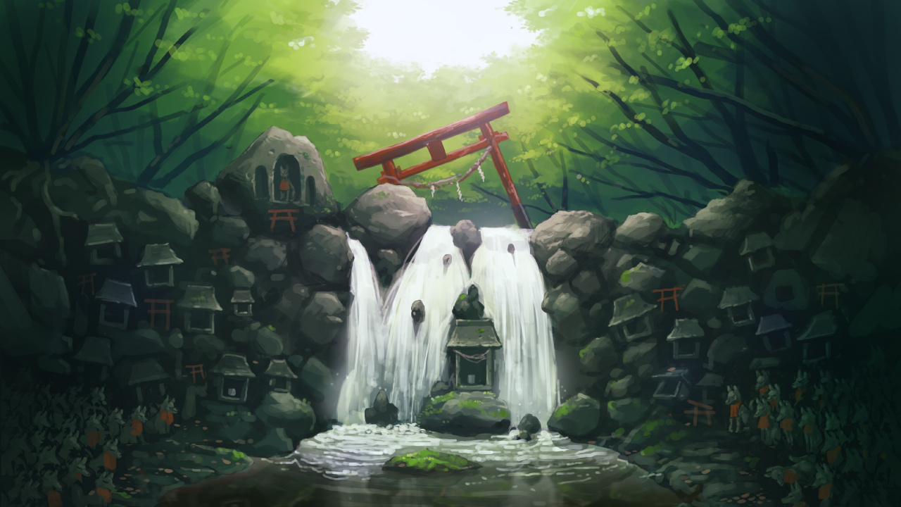 White Concrete Statue on Water Fountain. Wallpaper in 1280x720 Resolution