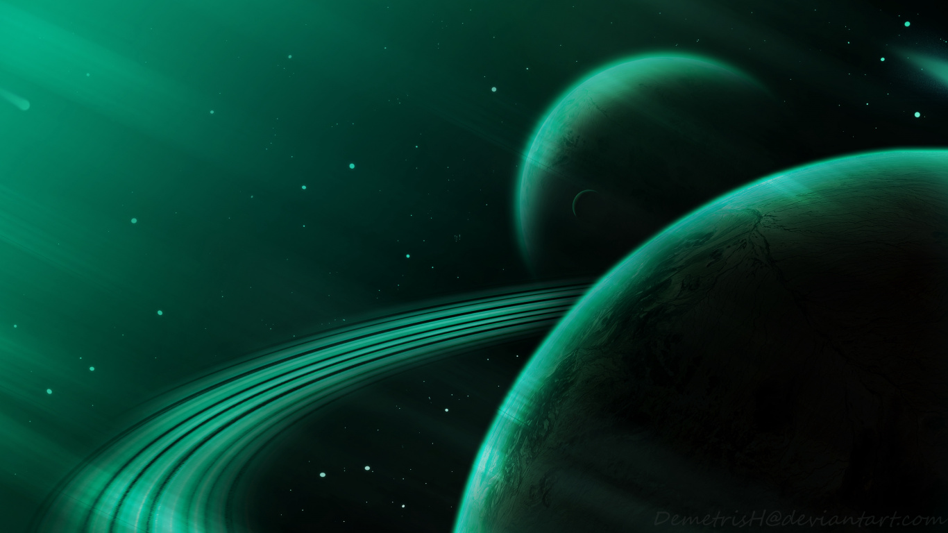 Illustration de la Galaxie Verte et Noire. Wallpaper in 1366x768 Resolution