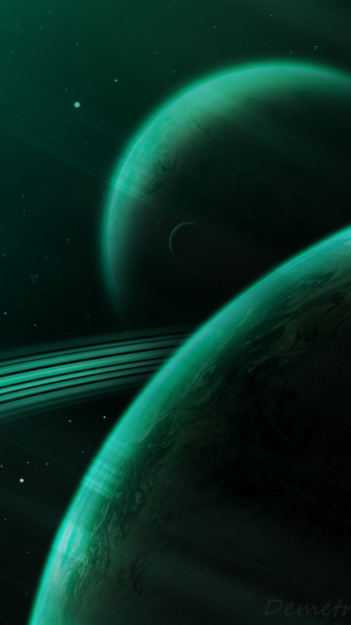 Illustration de la Galaxie Verte et Noire. Wallpaper in 720x1280 Resolution